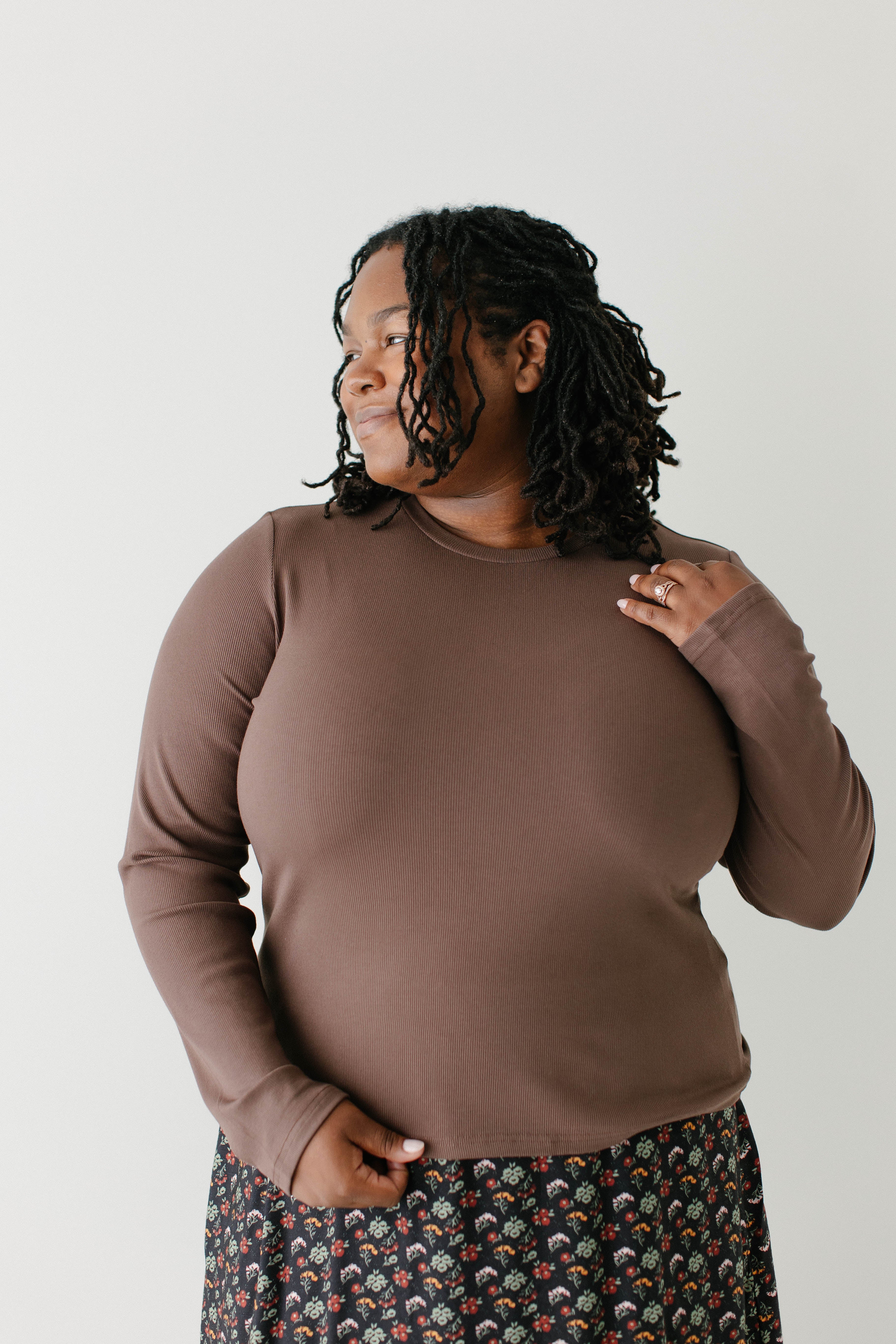 'Moab' High Neck Ribbed Top FINAL SALE
