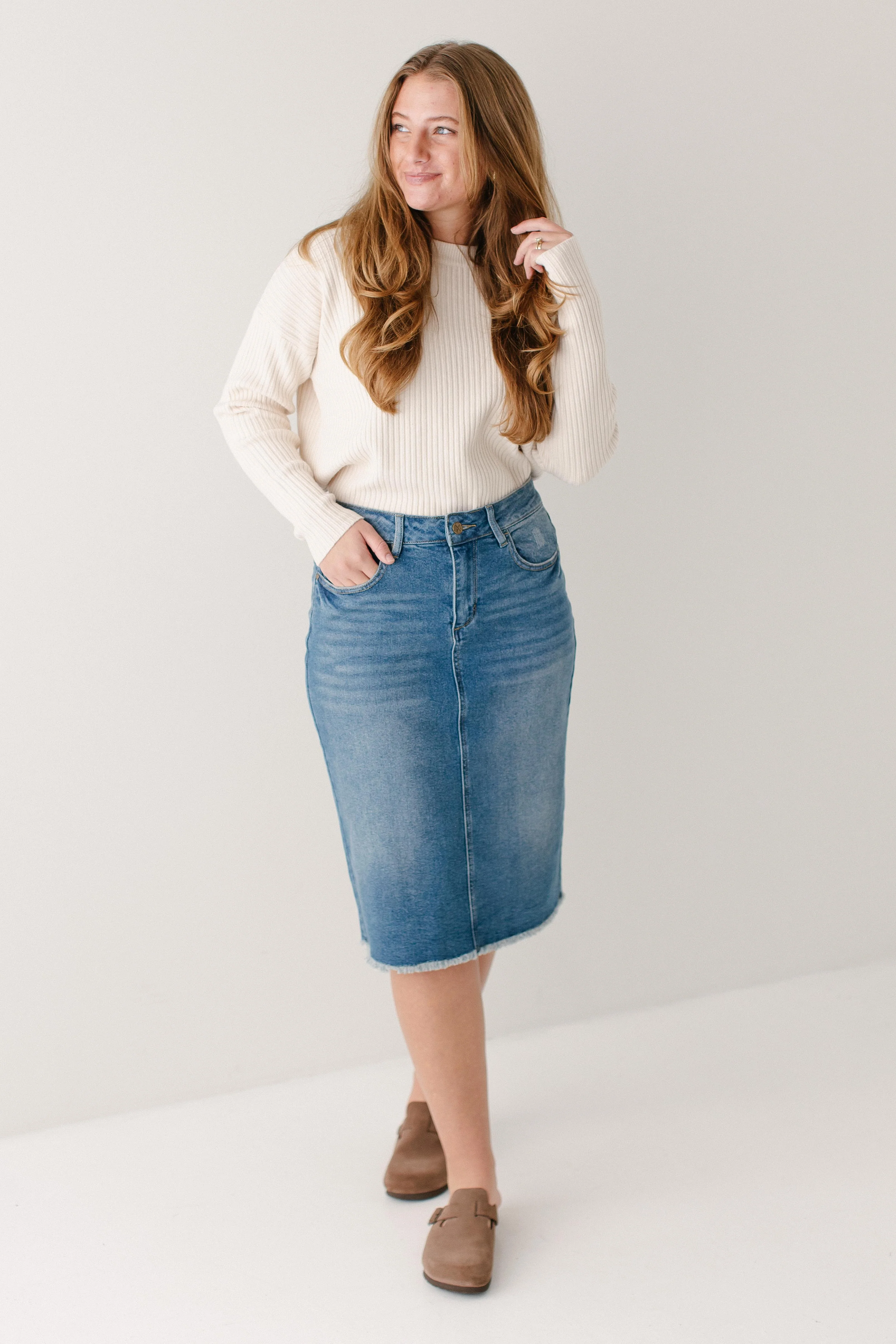 Nala Distressed Denim Skirt - Image 11