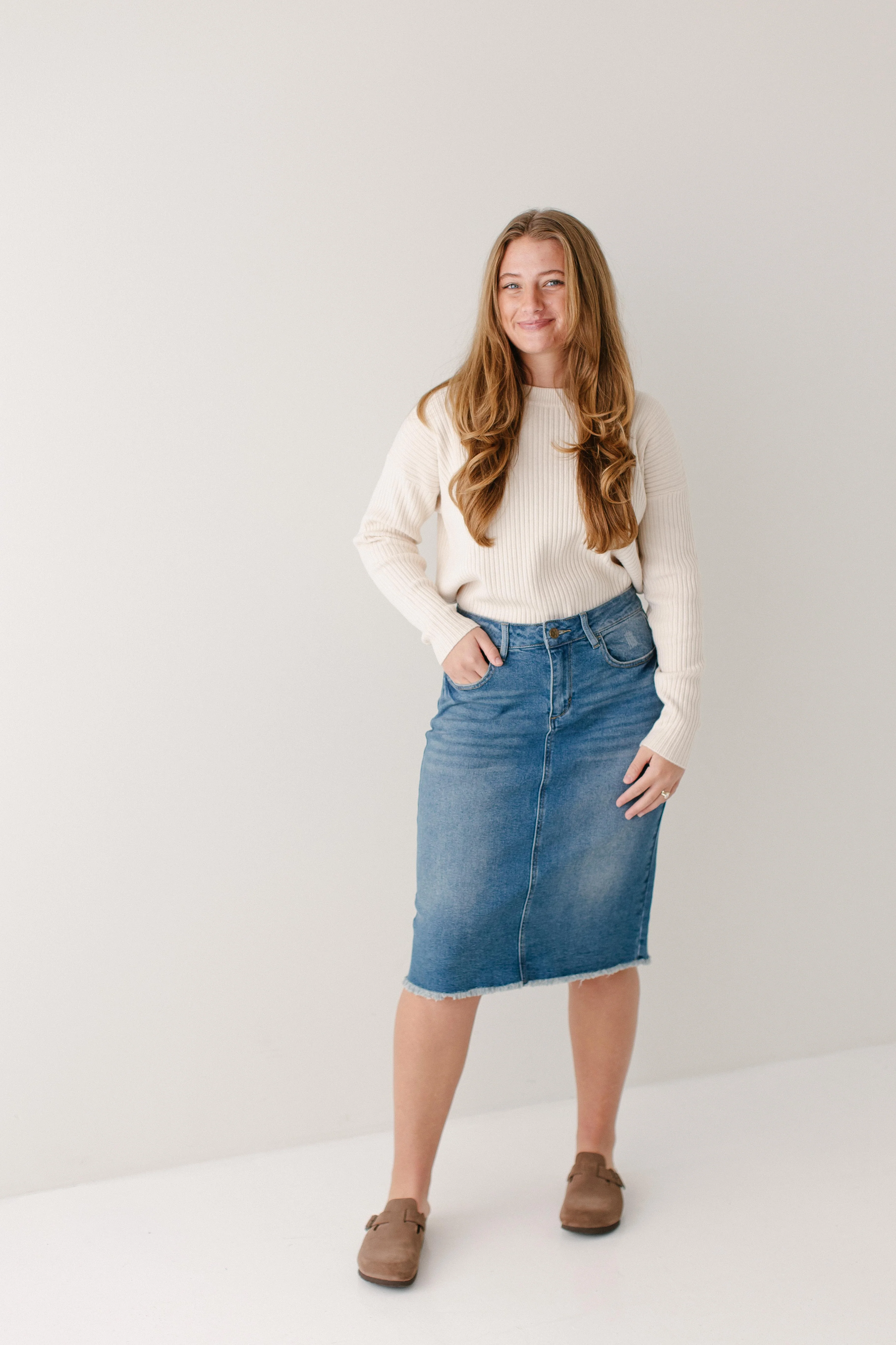 Nala Distressed Denim Skirt - Image 13
