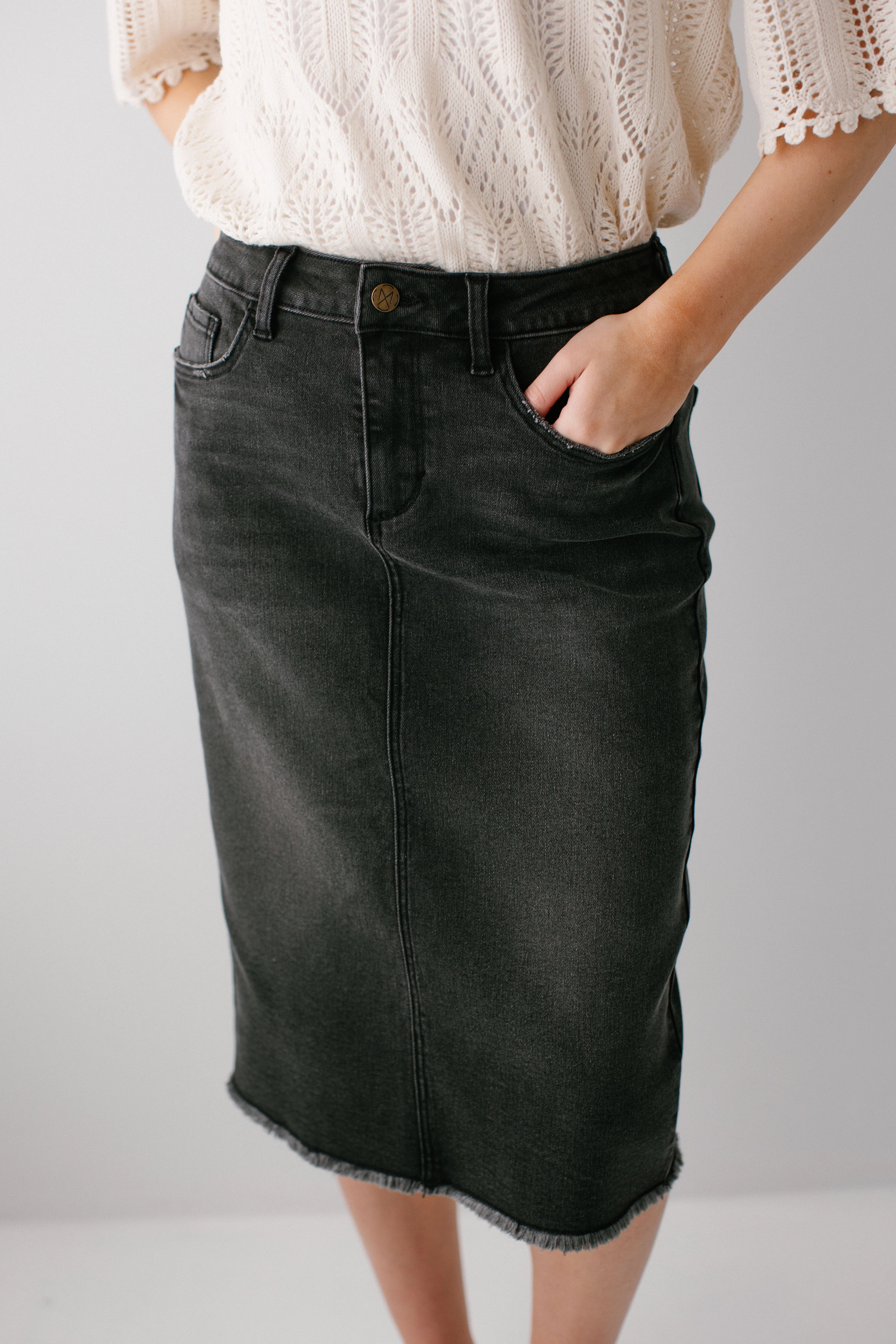 Nala Distressed Denim Skirt - Image 6