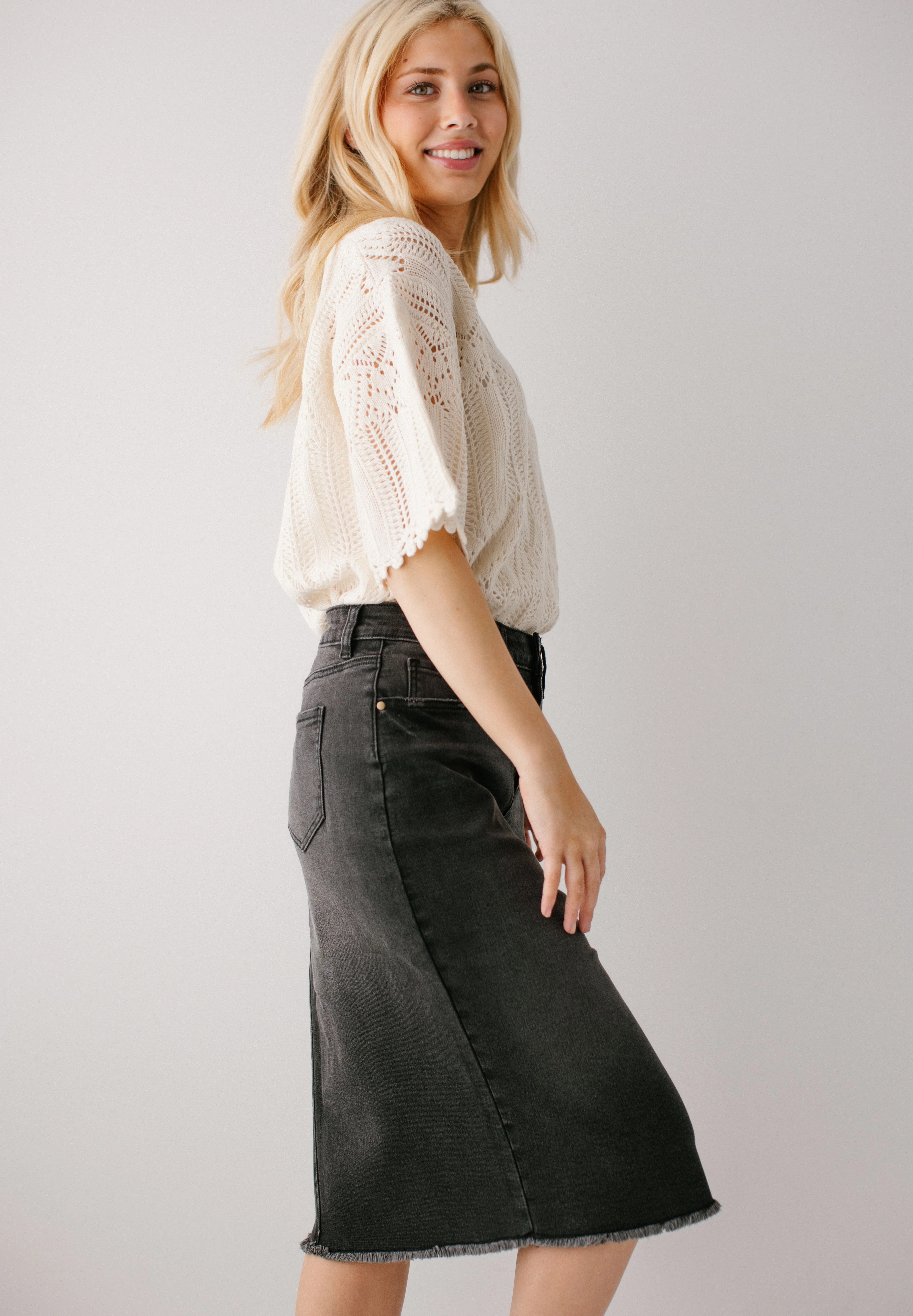 Nala Distressed Denim Skirt - Image 7
