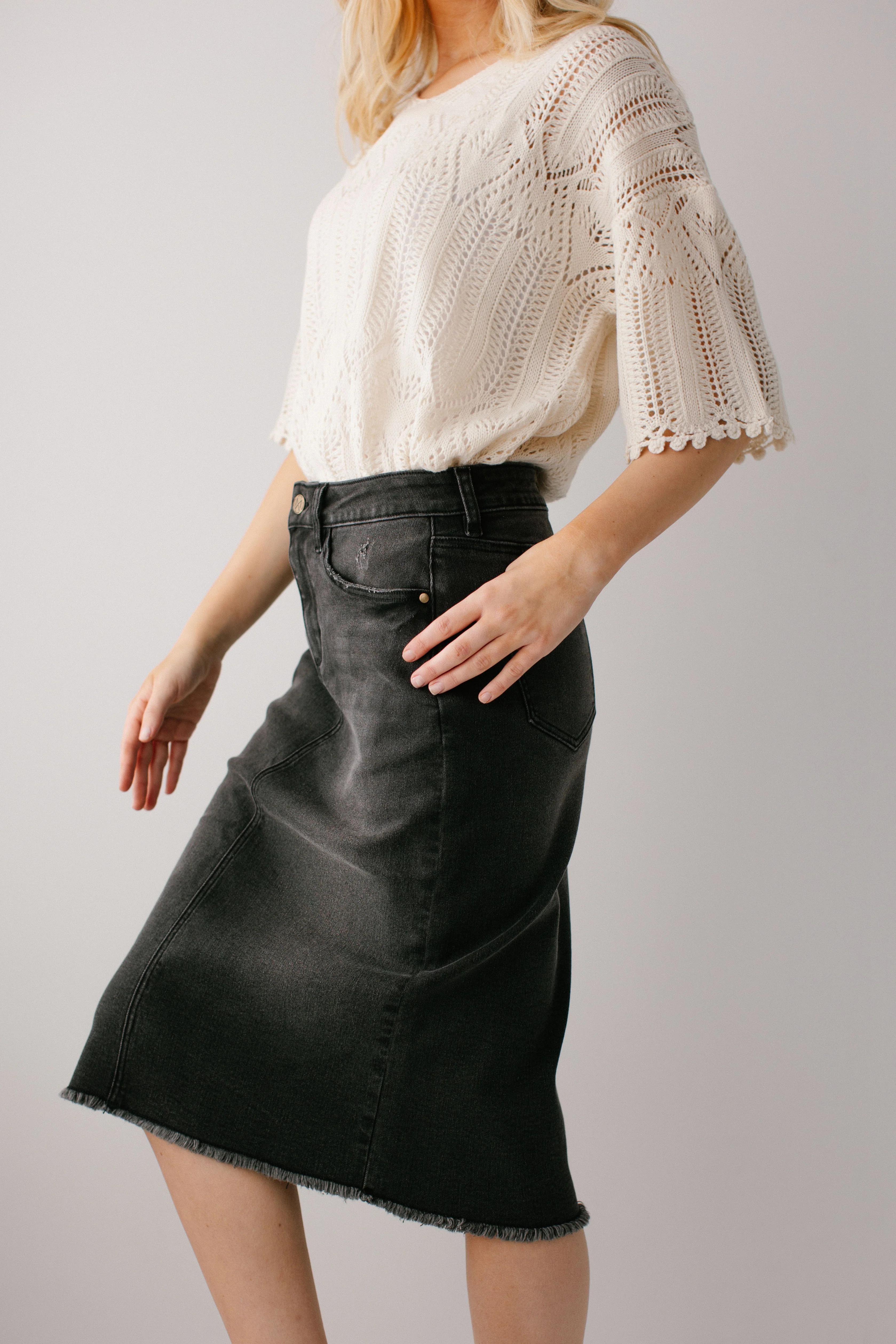 Nala Distressed Denim Skirt - Image 8