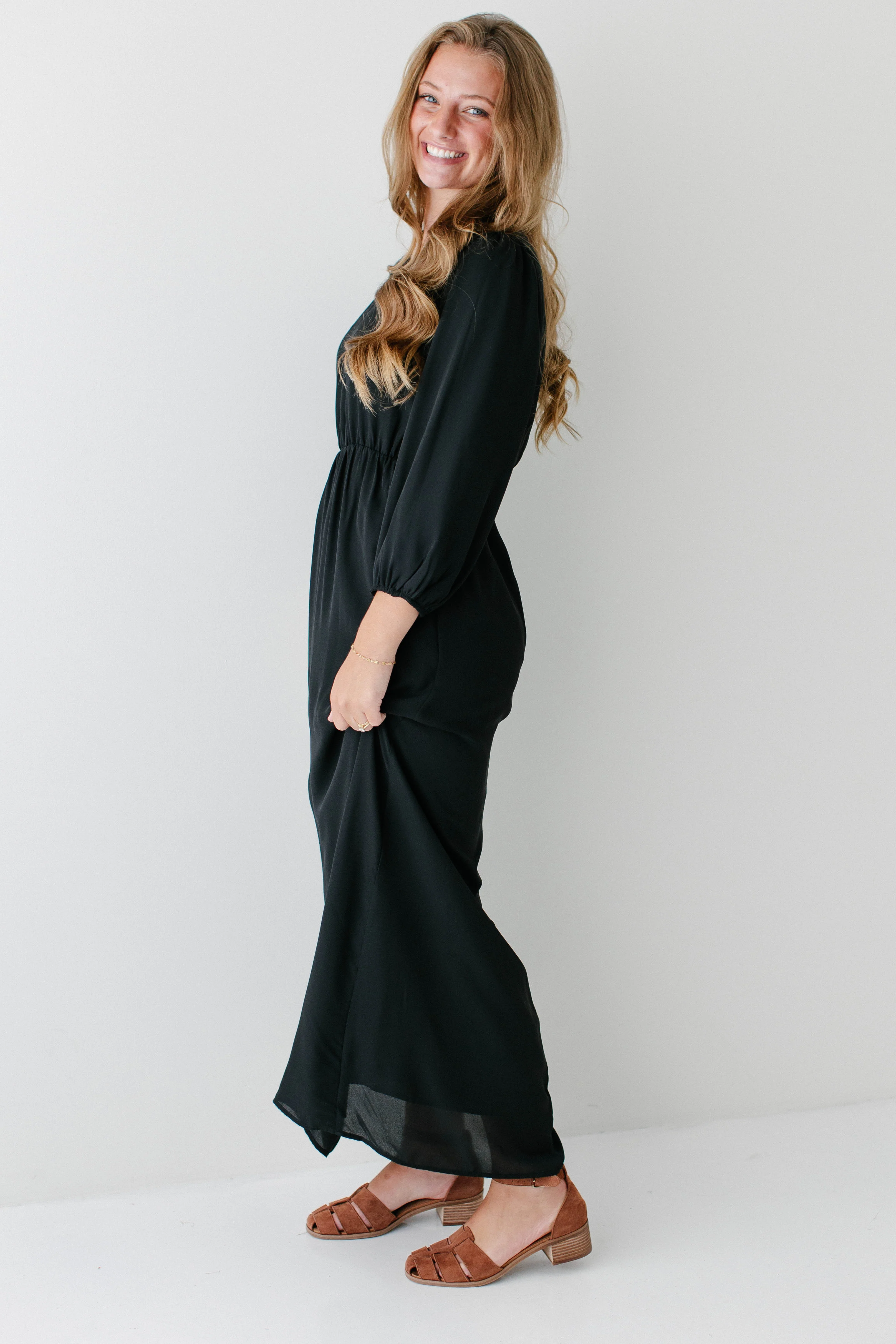 Naomi Long Sleeve Chiffon Maxi Dress FINAL SALE - Image 9