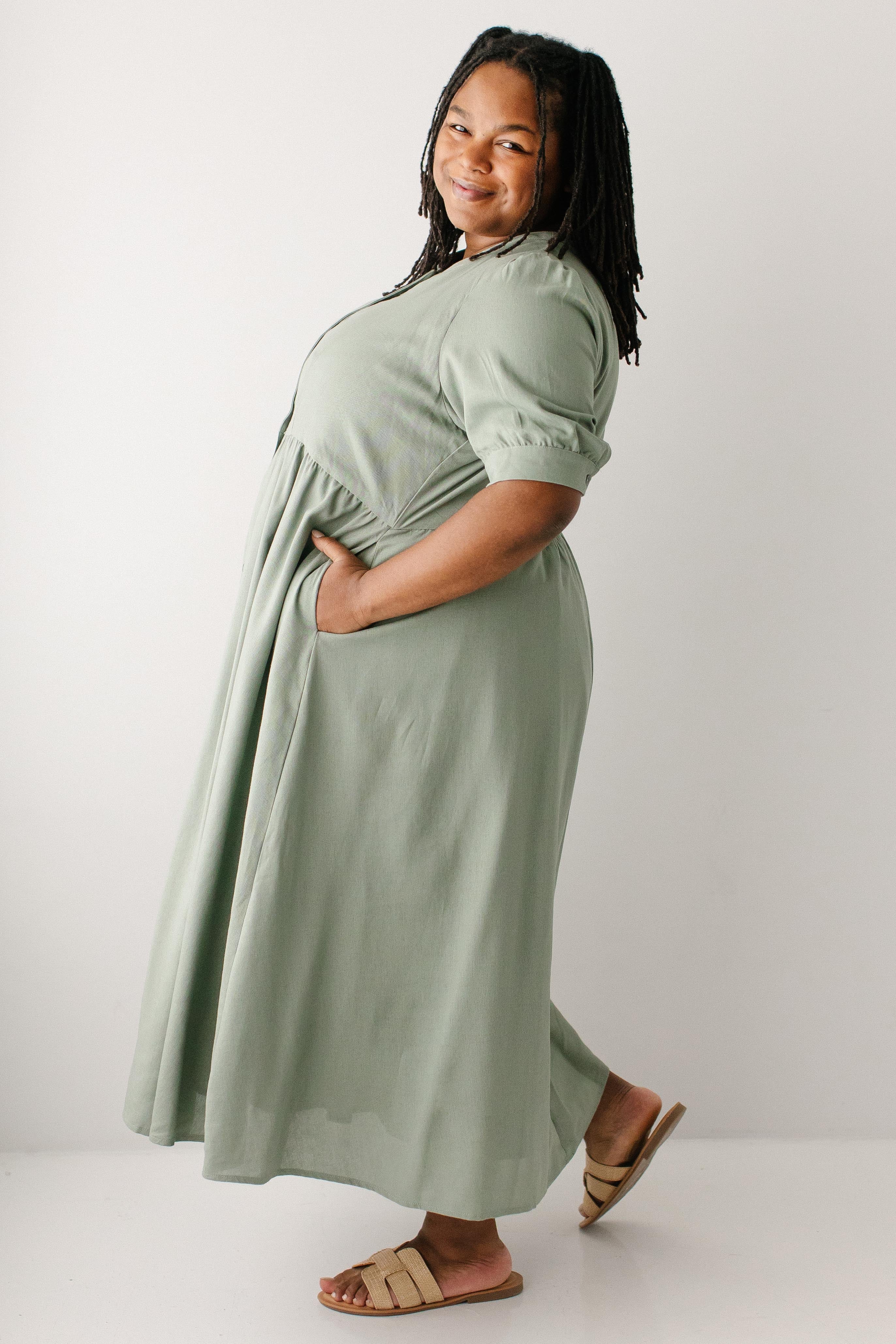 Nora Button Front A-Line Dress - Image 10