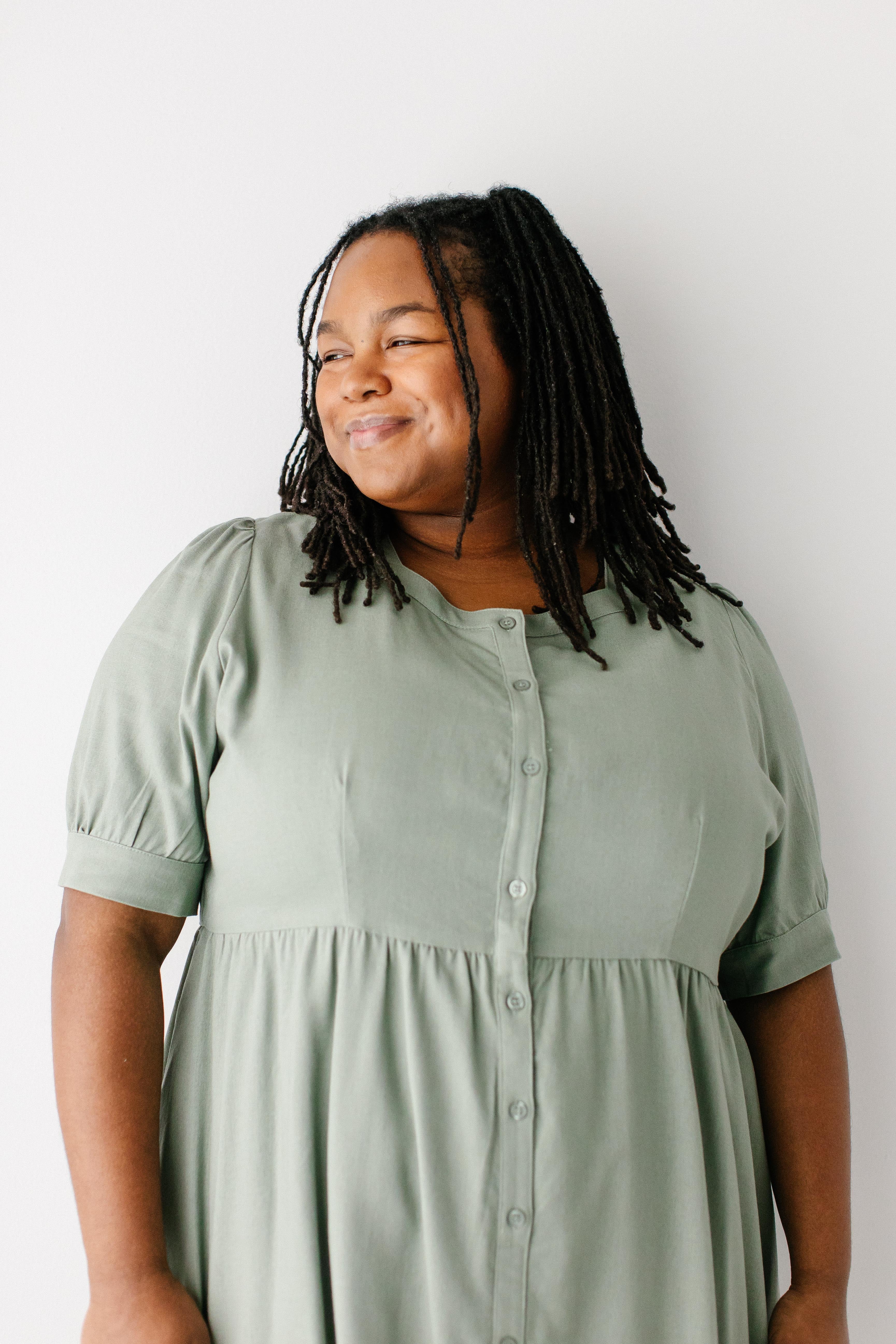 Nora Button Front A-Line Dress - Image 11