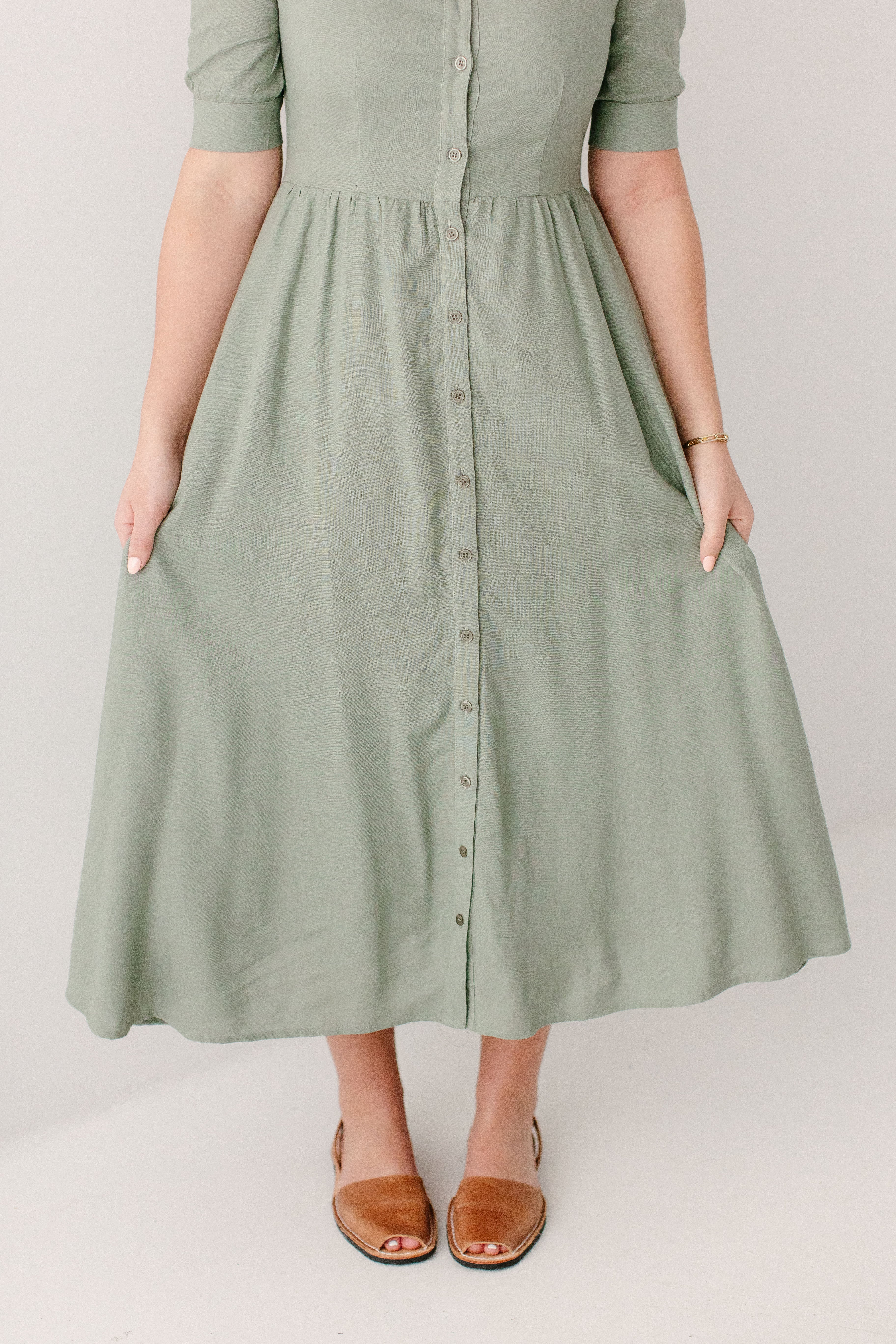 Nora Button Front A-Line Dress - Image 5