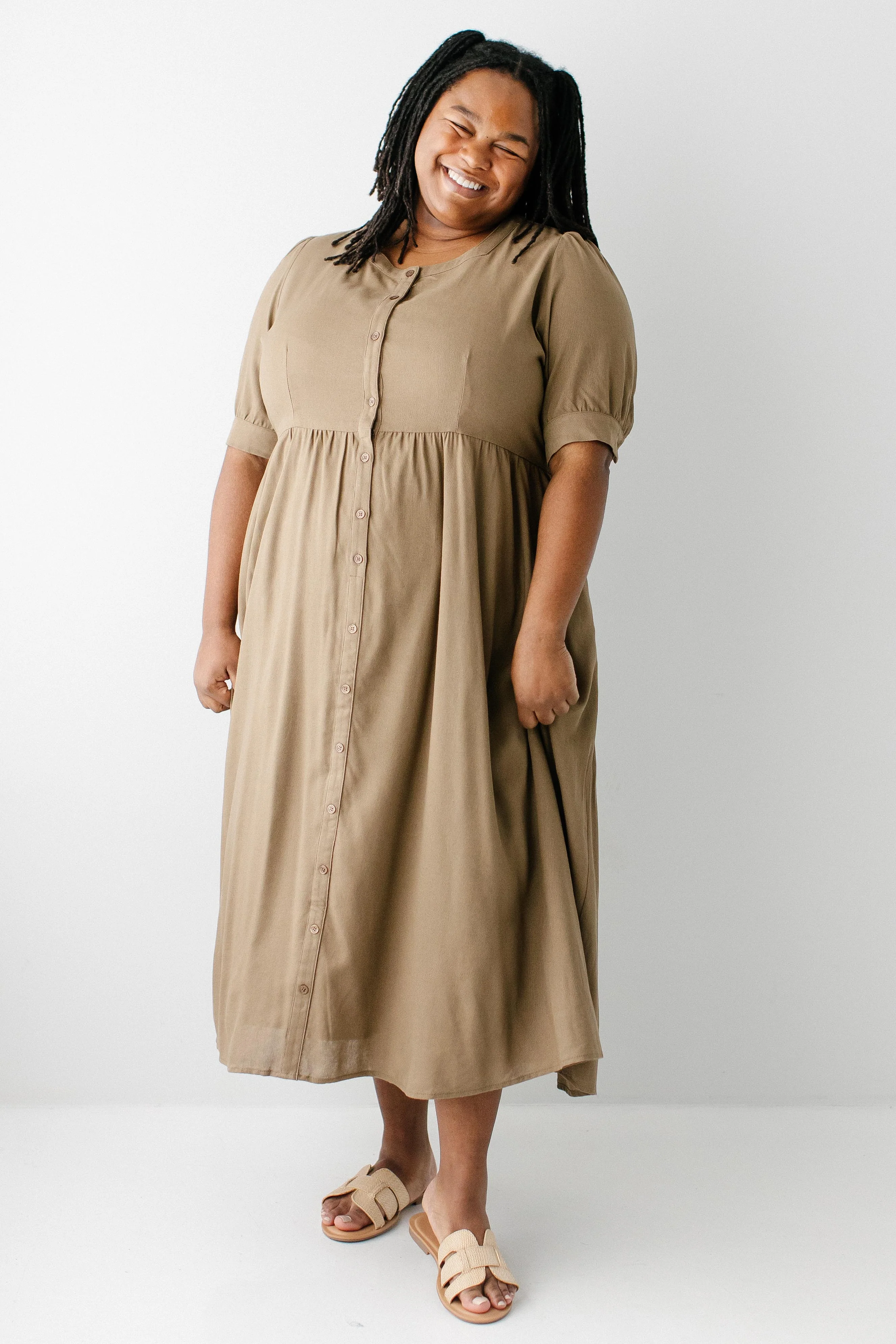 Nora Button Front A-Line Dress - Image 2