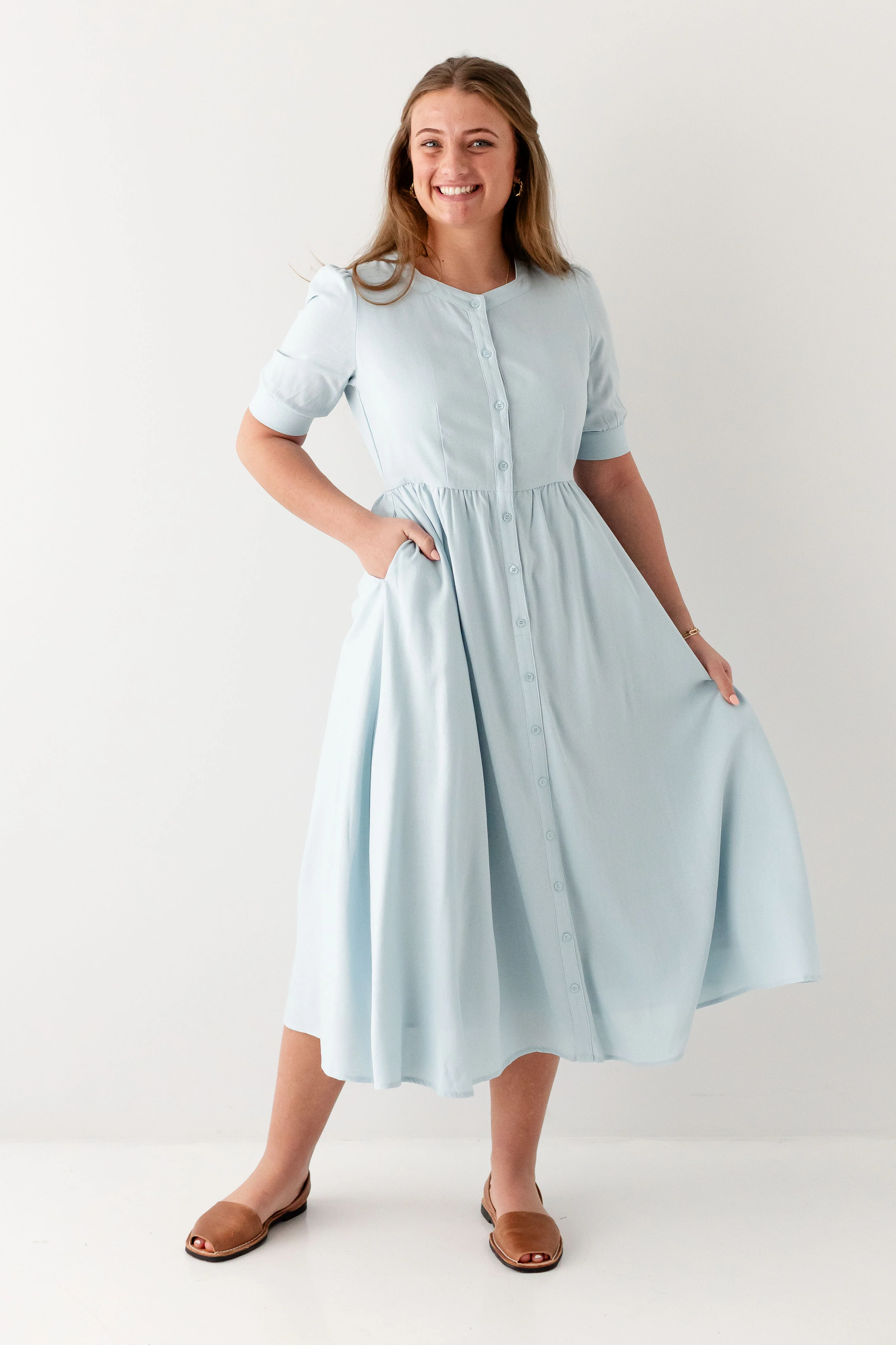 Nora Button Front A-Line Dress - Image 24