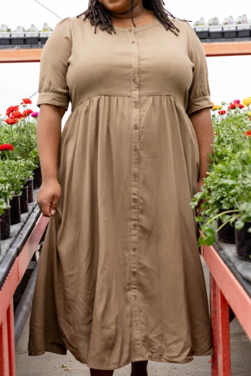 Nora Button Front A-Line Dress - Image 4