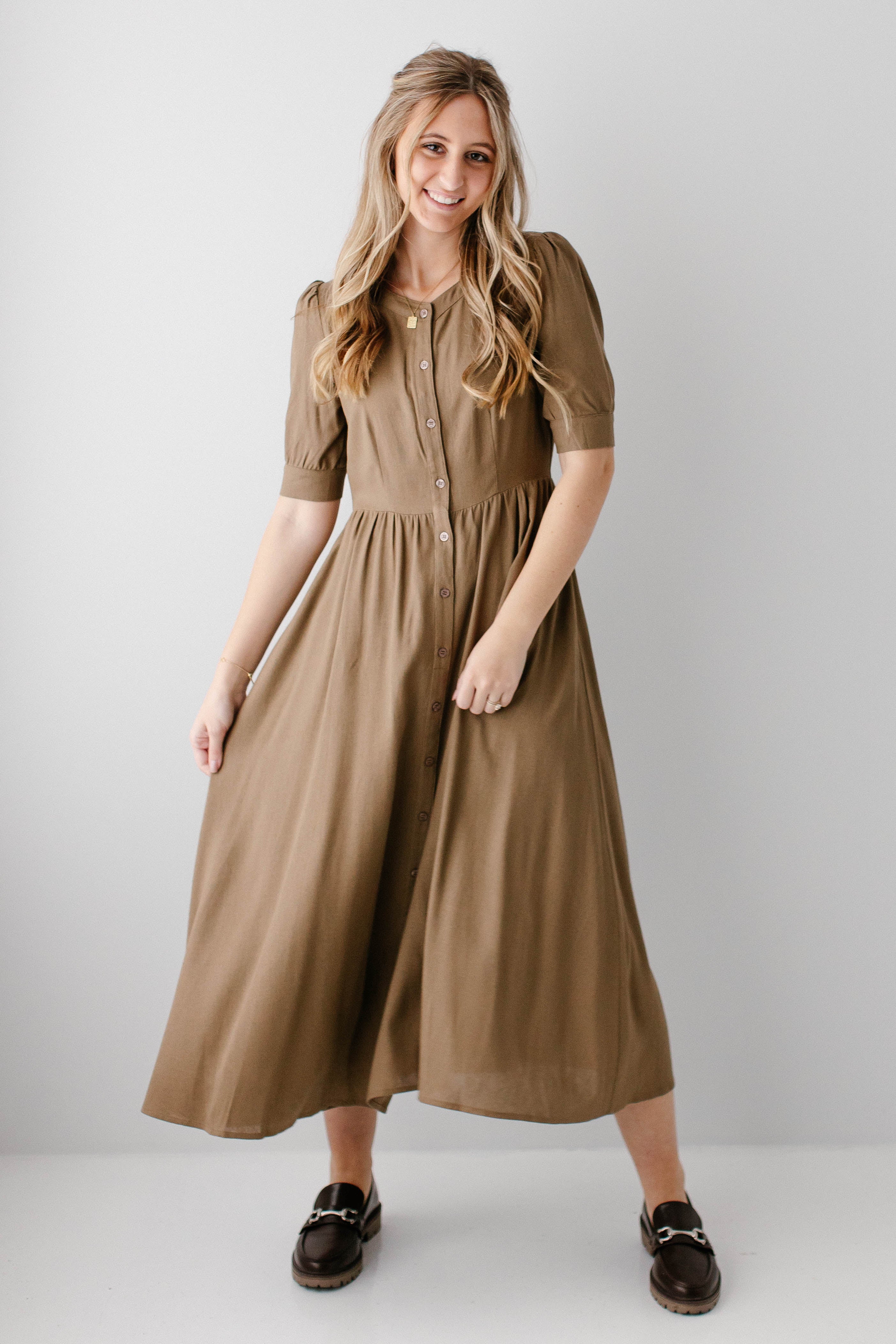 Nora Button Front A-Line Dress - Image 6