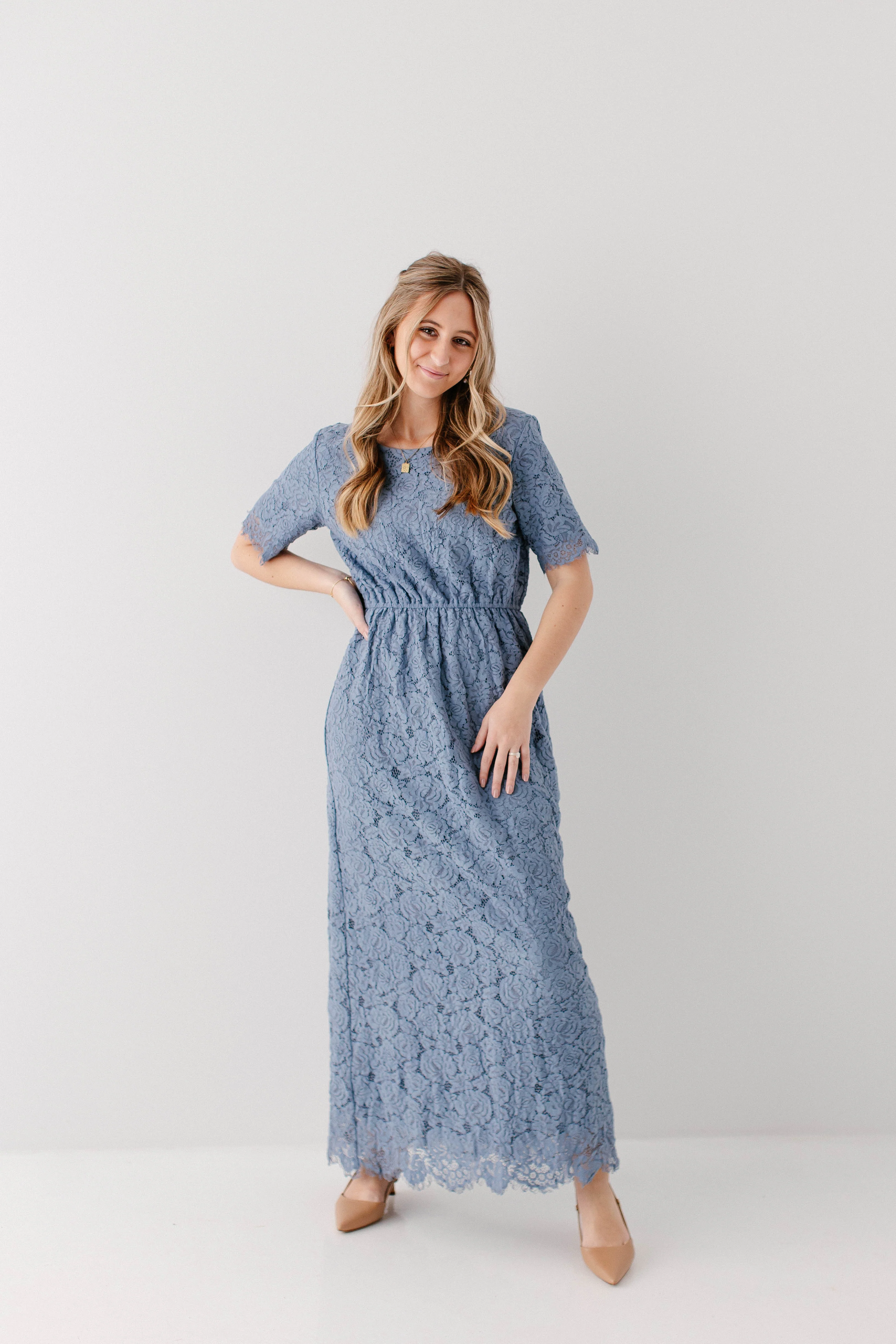 Odessa Round Neck Lace Maxi Dress FINAL SALE - Image 9