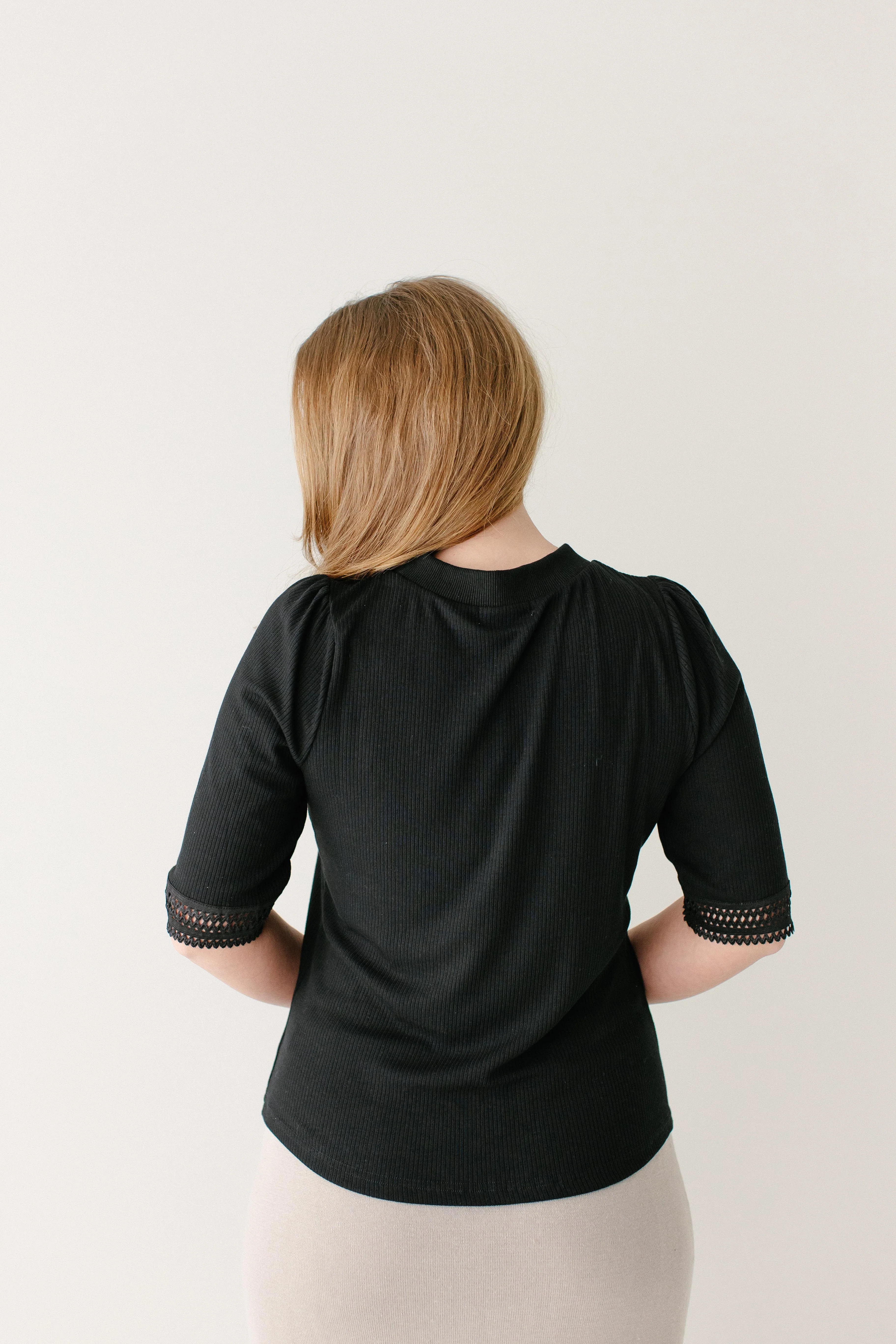 'Onyx' Lace Detail Ribbed Top FINAL SALE - Image 5