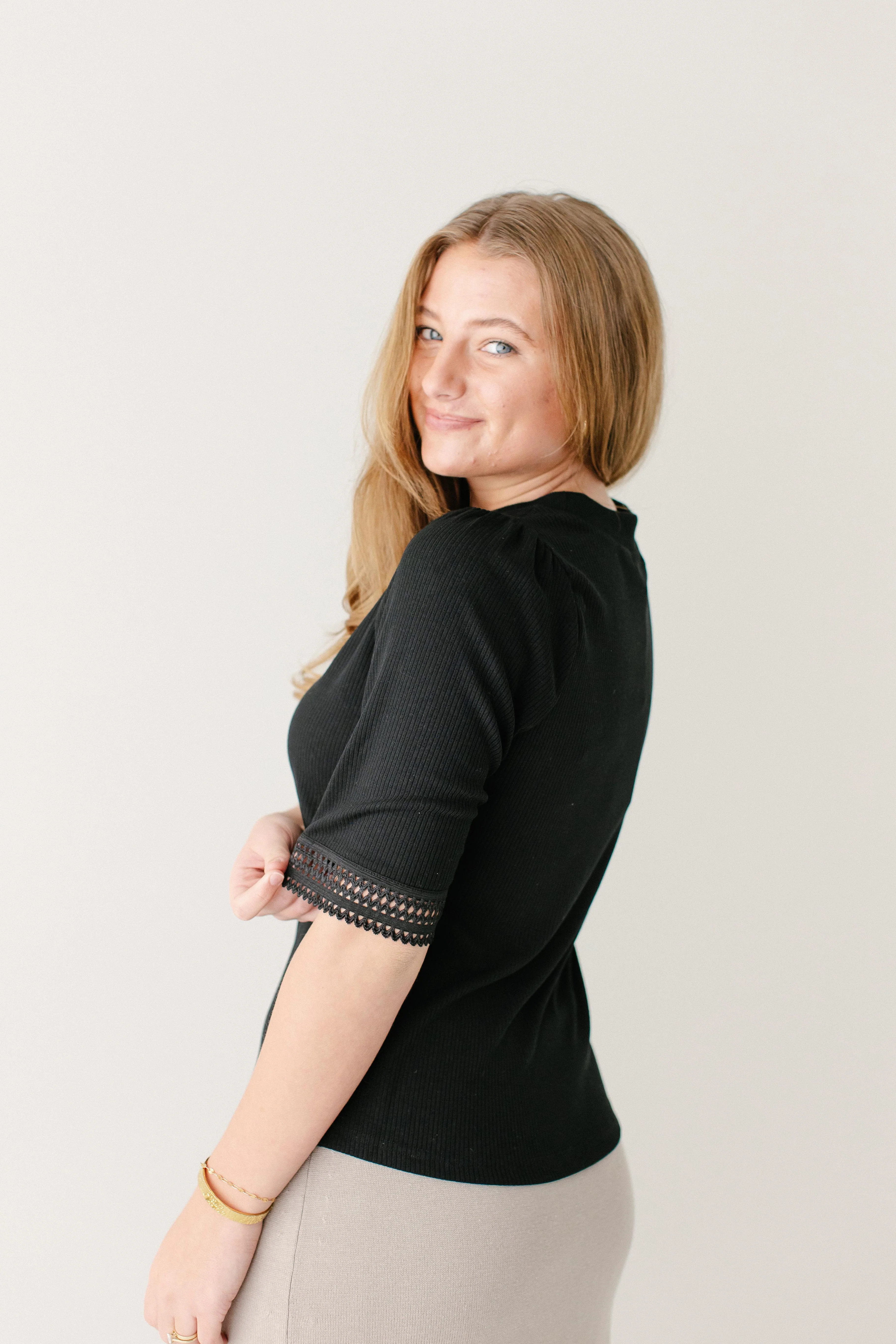 'Onyx' Lace Detail Ribbed Top FINAL SALE - Image 6