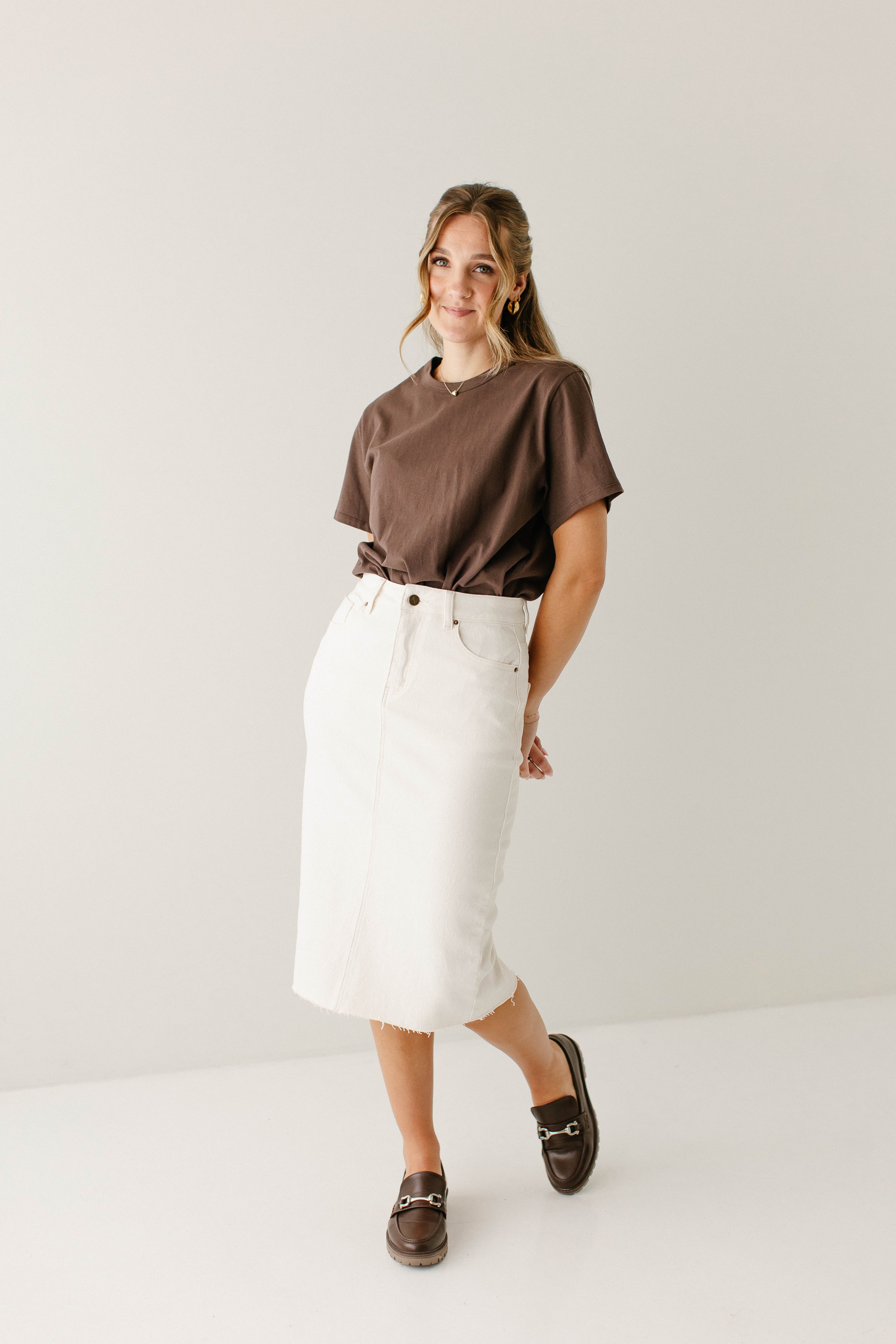 Parker High Waist Raw Edge Denim Skirt FINAL SALE - Image 3