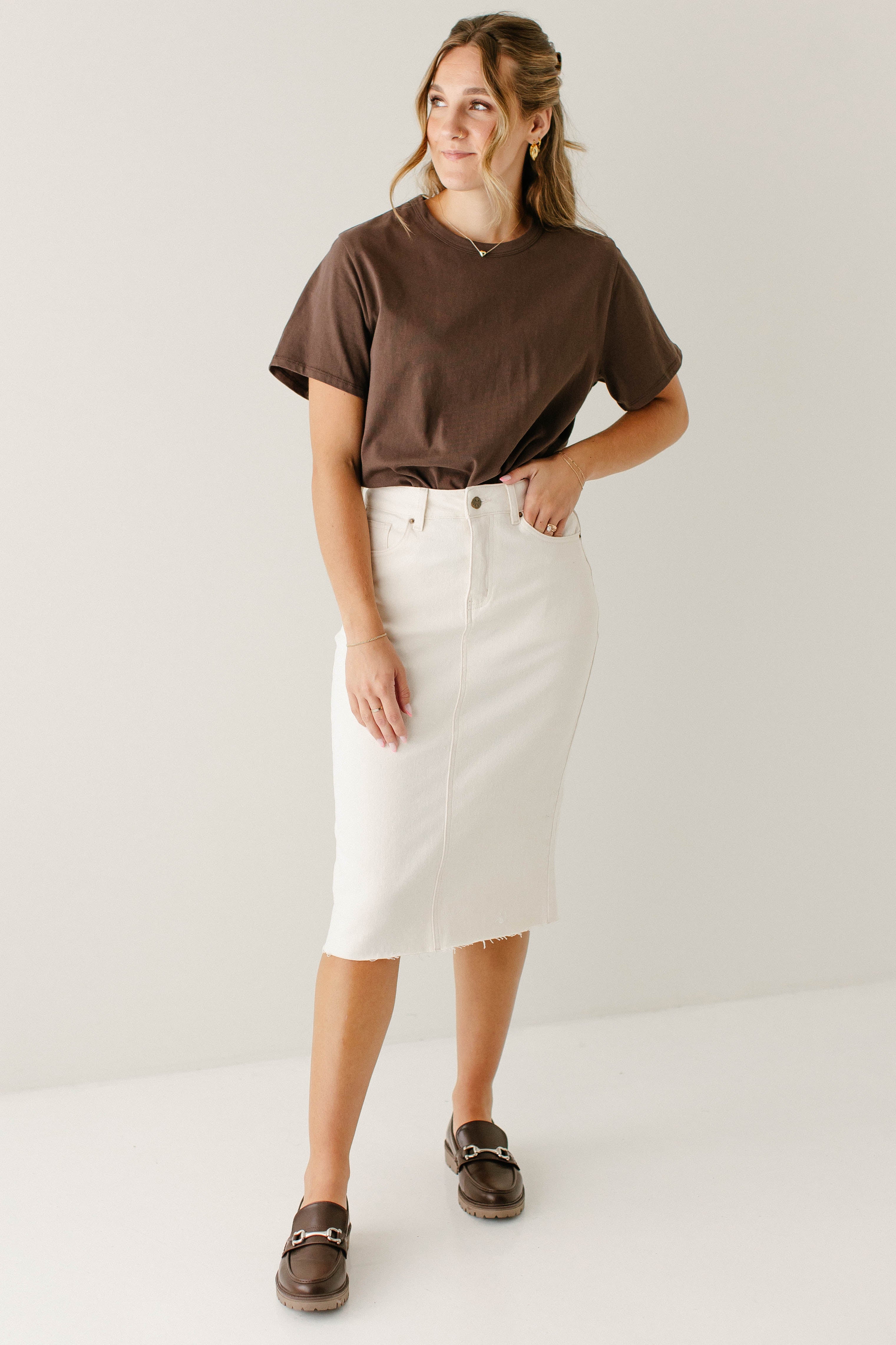 Parker High Waist Raw Edge Denim Skirt FINAL SALE - Image 5