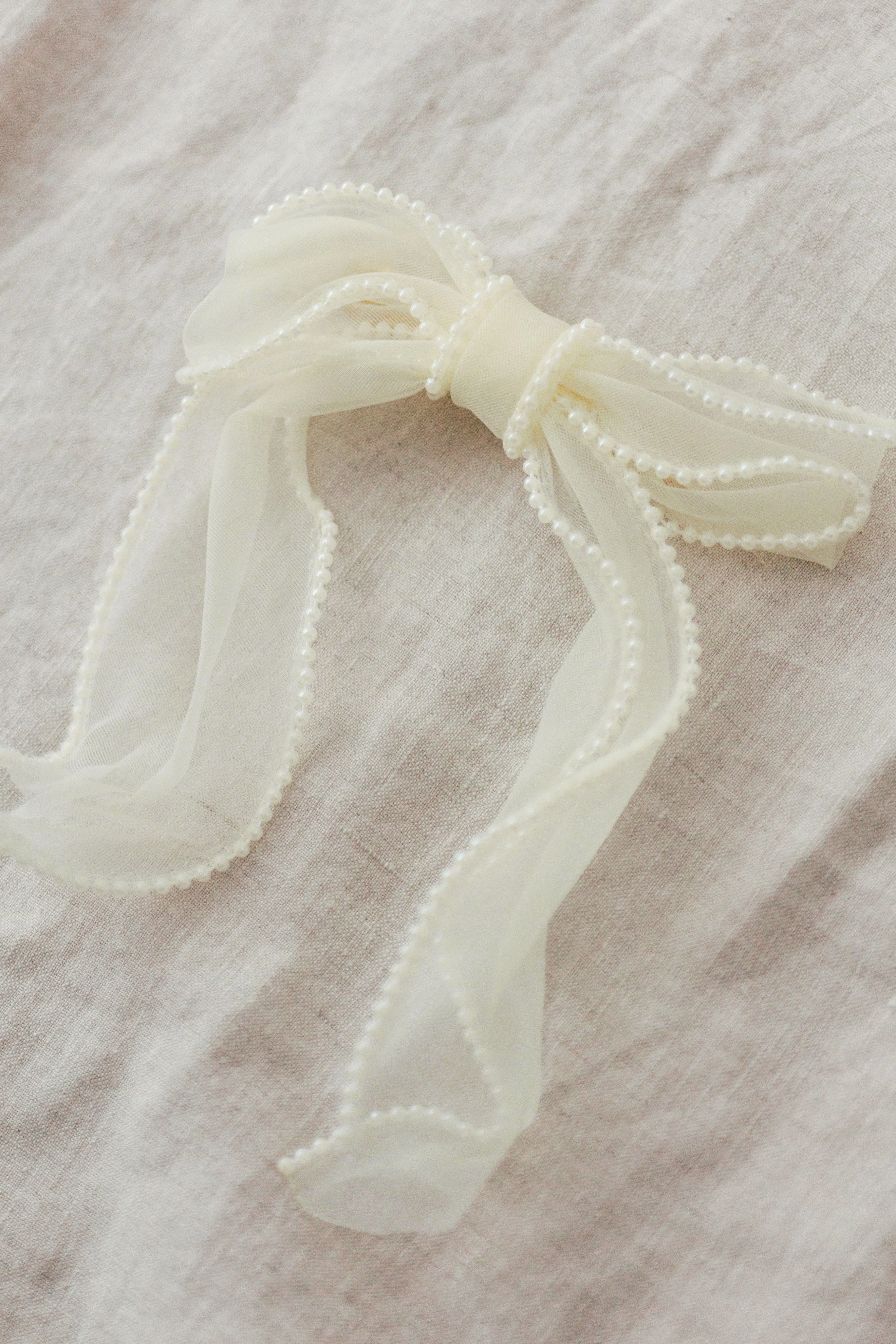 Pearl Edge Bow Barrette - Image 2