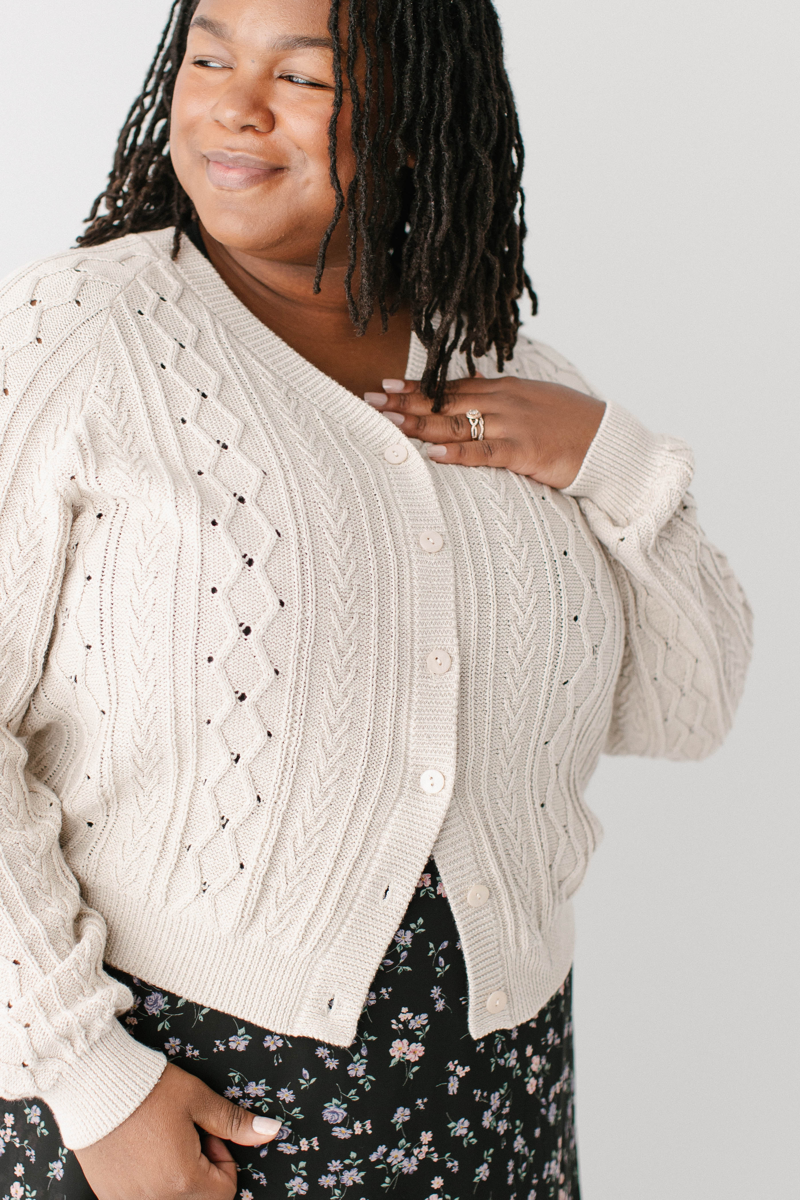 Penelope Cable Knit Cotton Cardigan FINAL SALE - Image 10