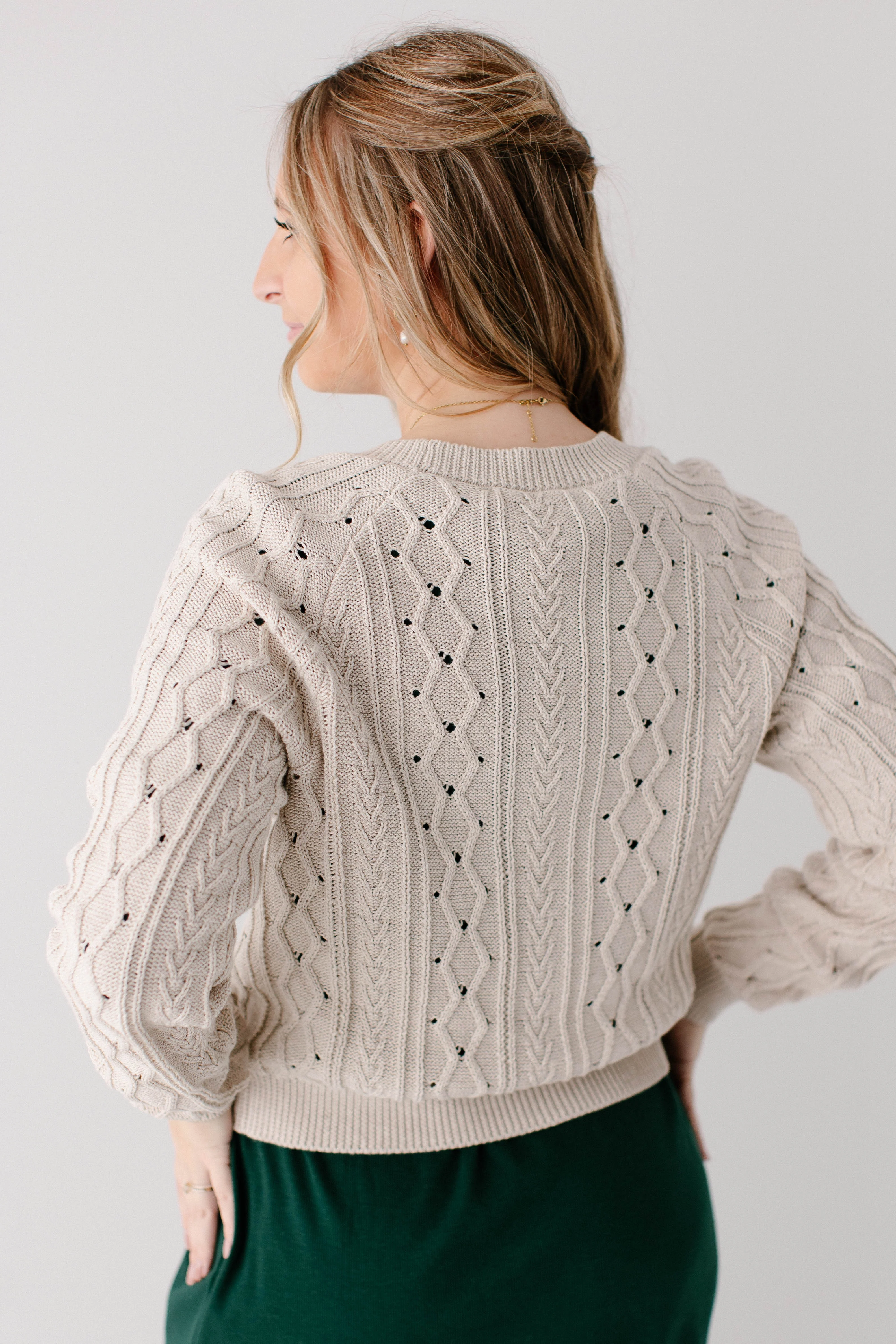 Penelope Cable Knit Cotton Cardigan FINAL SALE - Image 5