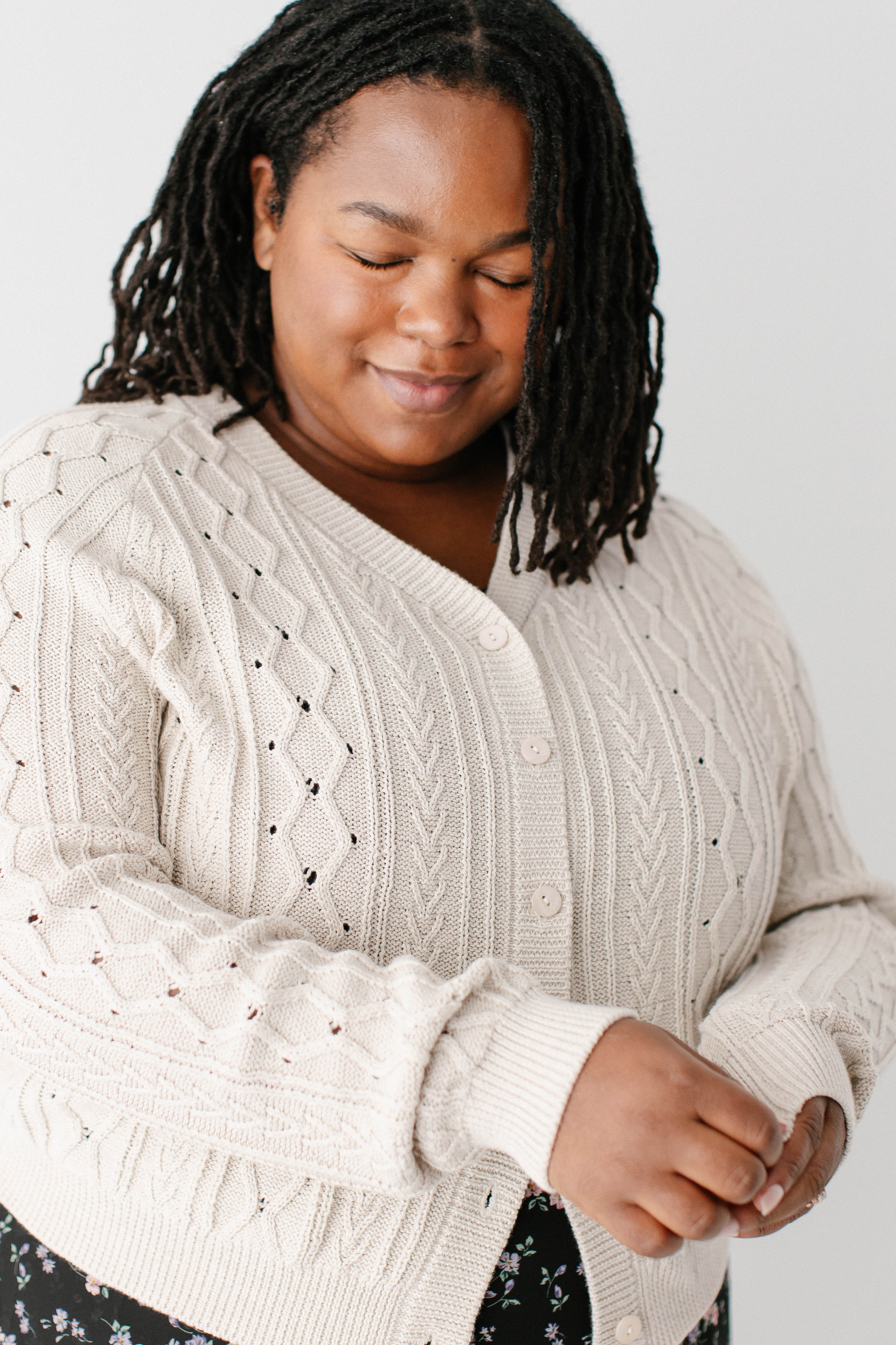 Penelope Cable Knit Cotton Cardigan FINAL SALE - Image 7