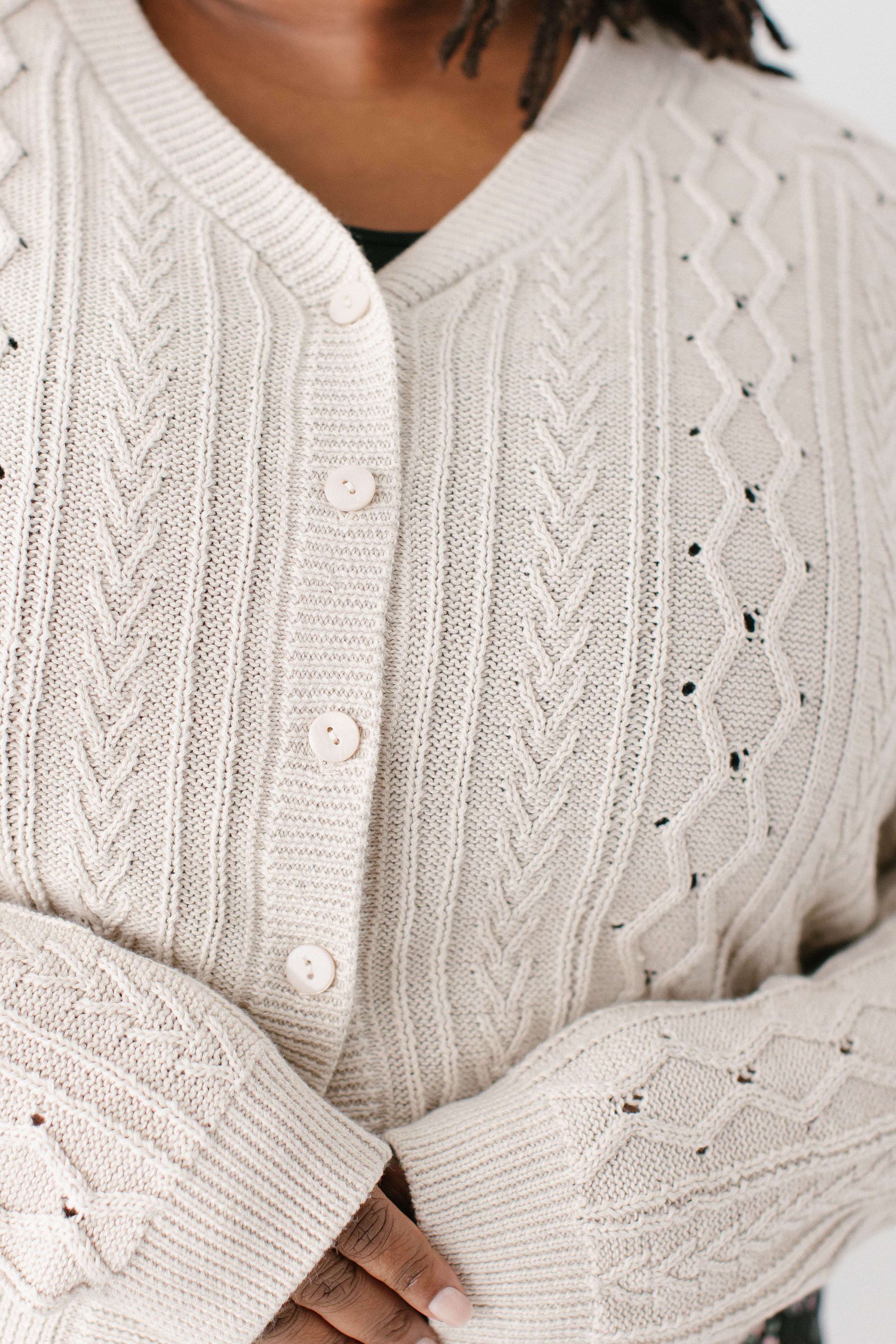 Penelope Cable Knit Cotton Cardigan FINAL SALE - Image 8