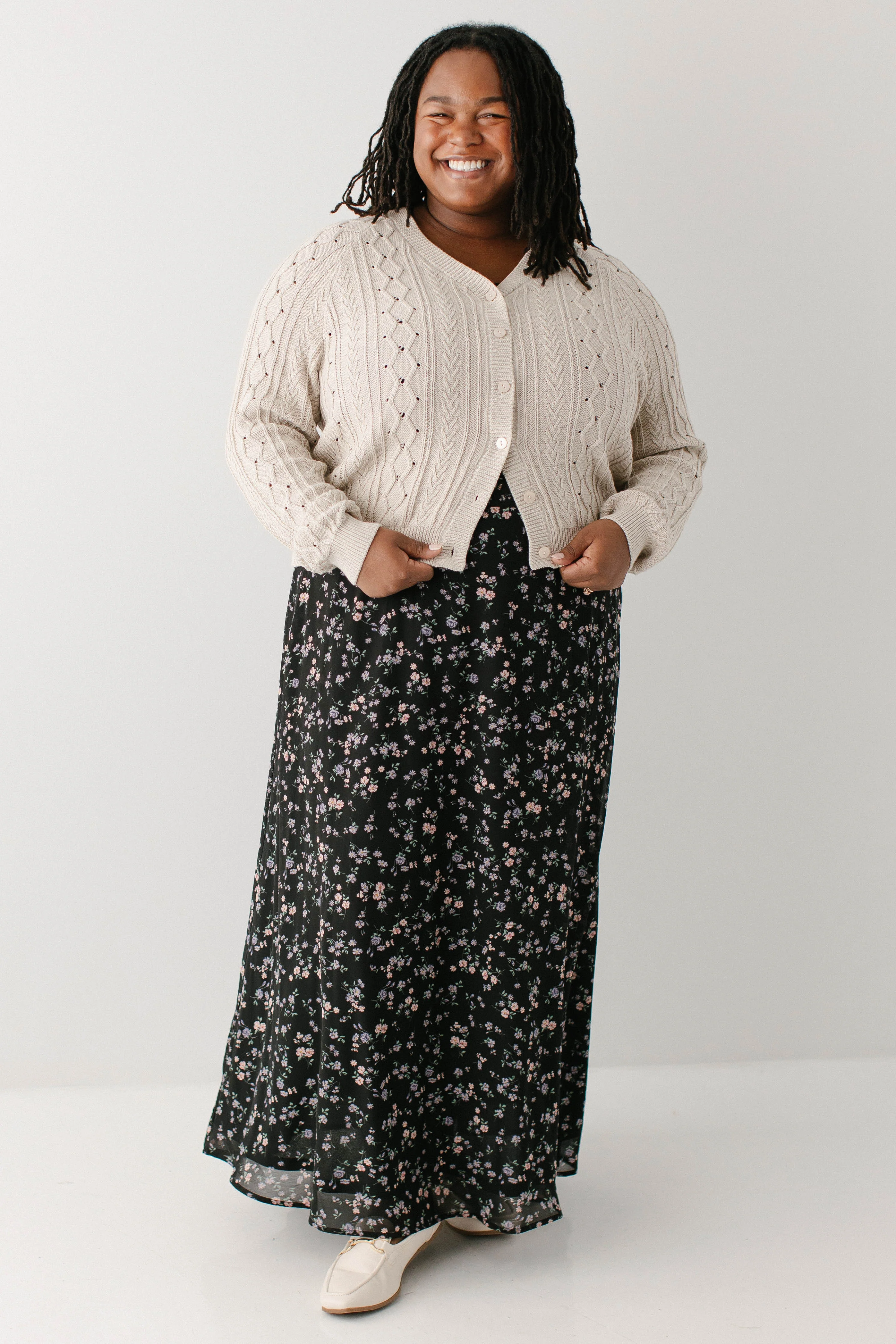 Penelope Cable Knit Cotton Cardigan FINAL SALE - Image 9