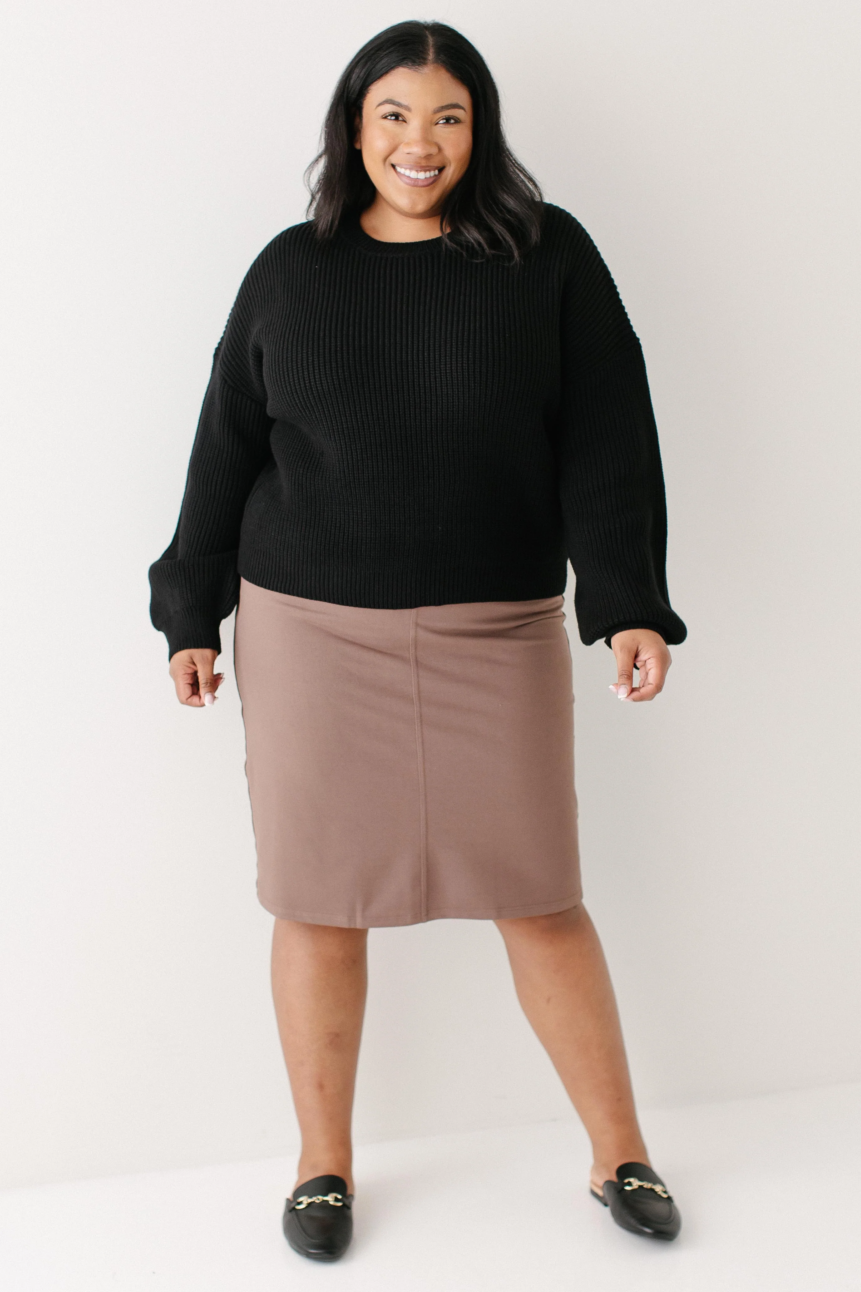 Piper Knee Length Knit Denim Skirt - Image 10