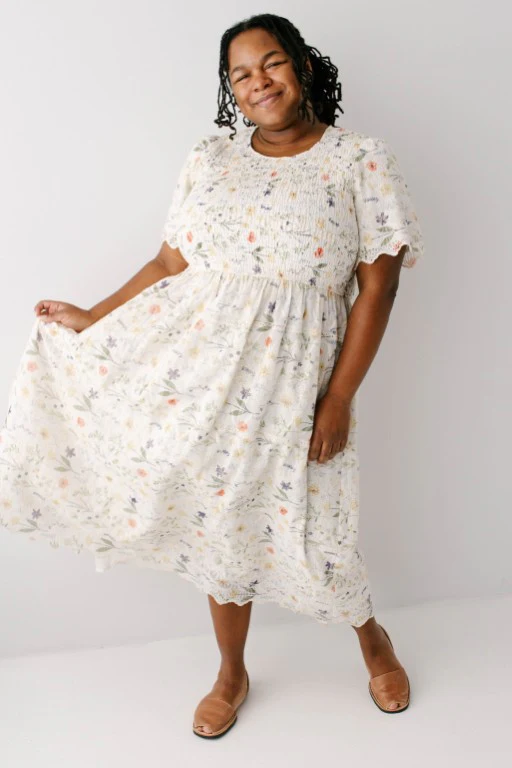 Plus Alyce Eyelet Floral Print Smocked Bodice Maxi Dress FINAL SALE - Image 2