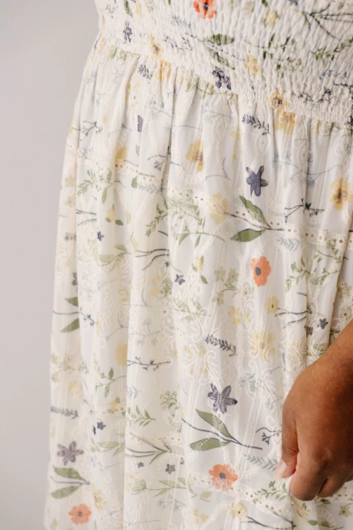 Plus Alyce Eyelet Floral Print Smocked Bodice Maxi Dress FINAL SALE - Image 5