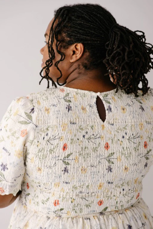 Plus Alyce Eyelet Floral Print Smocked Bodice Maxi Dress FINAL SALE - Image 6