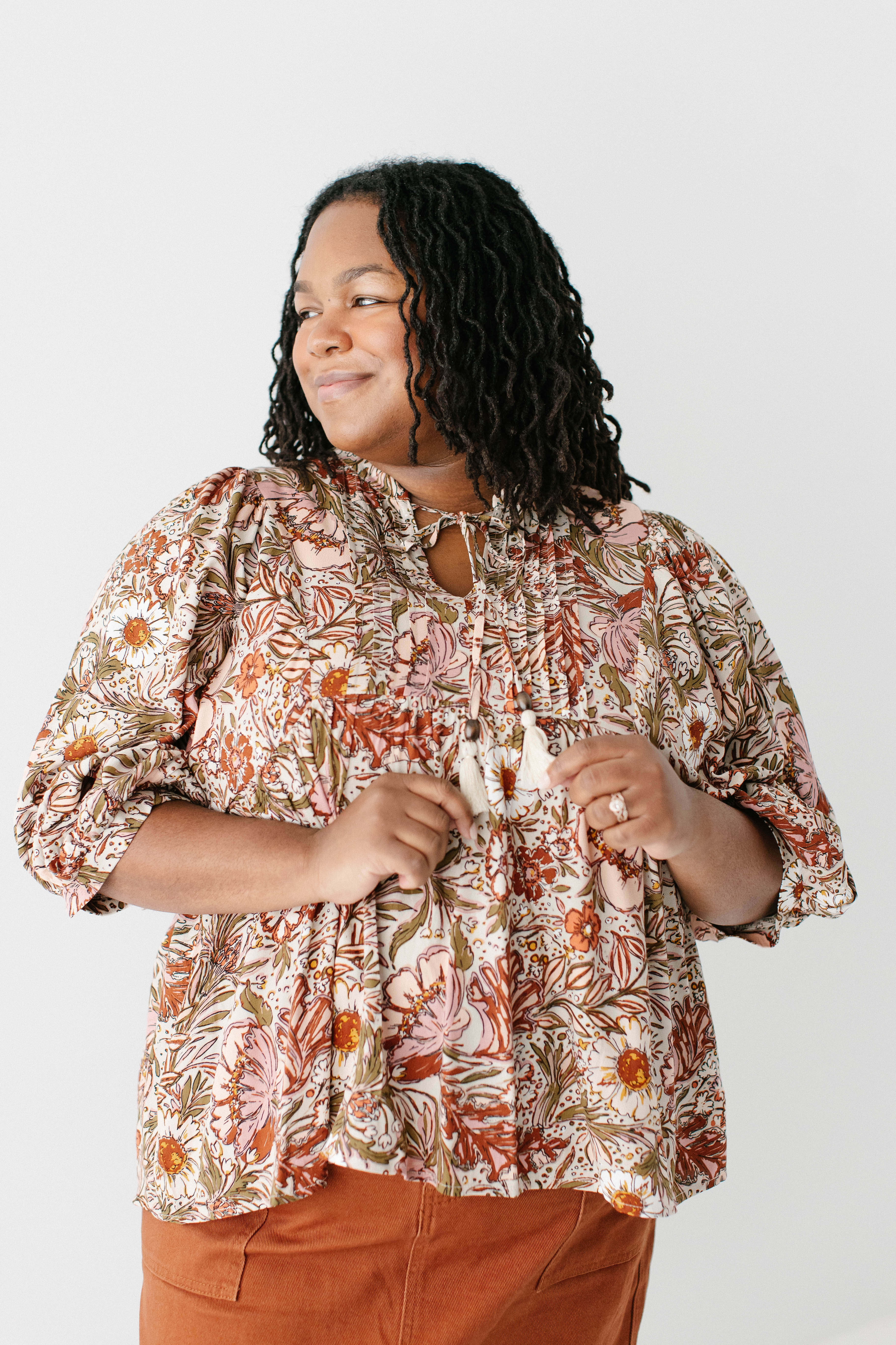 Plus 'Condi' Bohemian Floral Peasant Top FINAL SALE