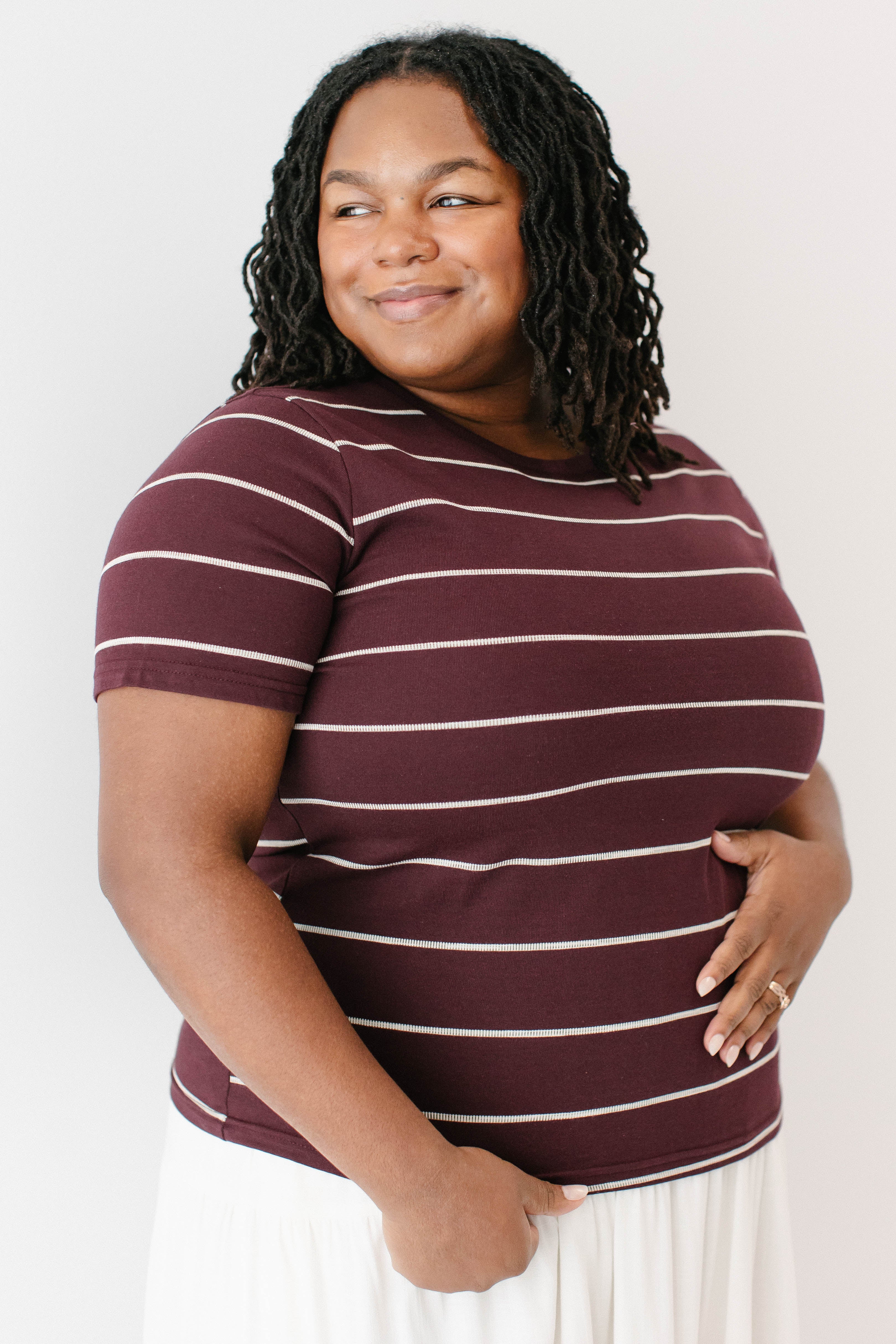 Plus 'Conor' Classic Striped Top FINAL SALE