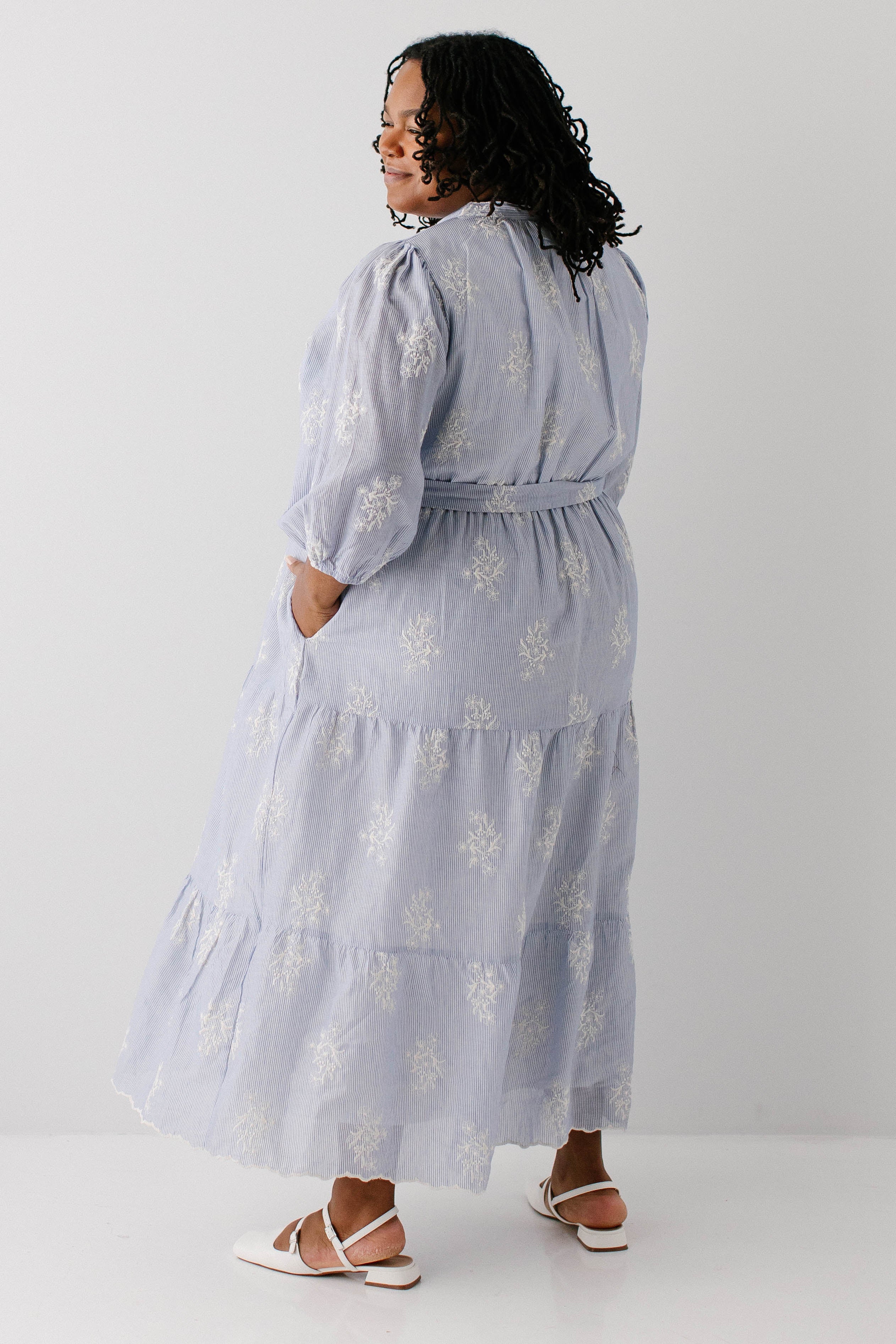 Plus 'Etta' Embroidered Pinstripe Maxi Dress FINAL SALE - Image 5