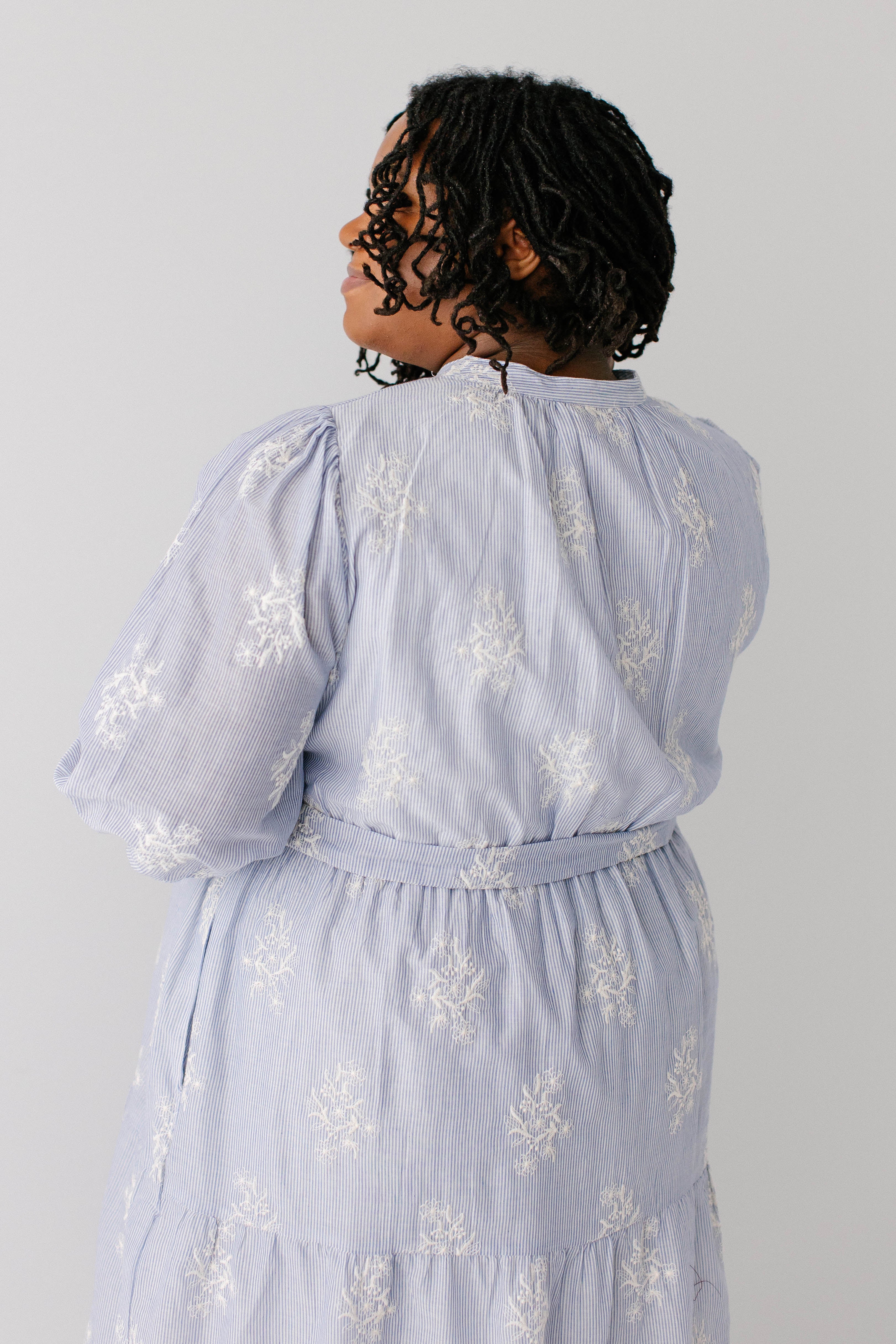 Plus 'Etta' Embroidered Pinstripe Maxi Dress FINAL SALE - Image 6