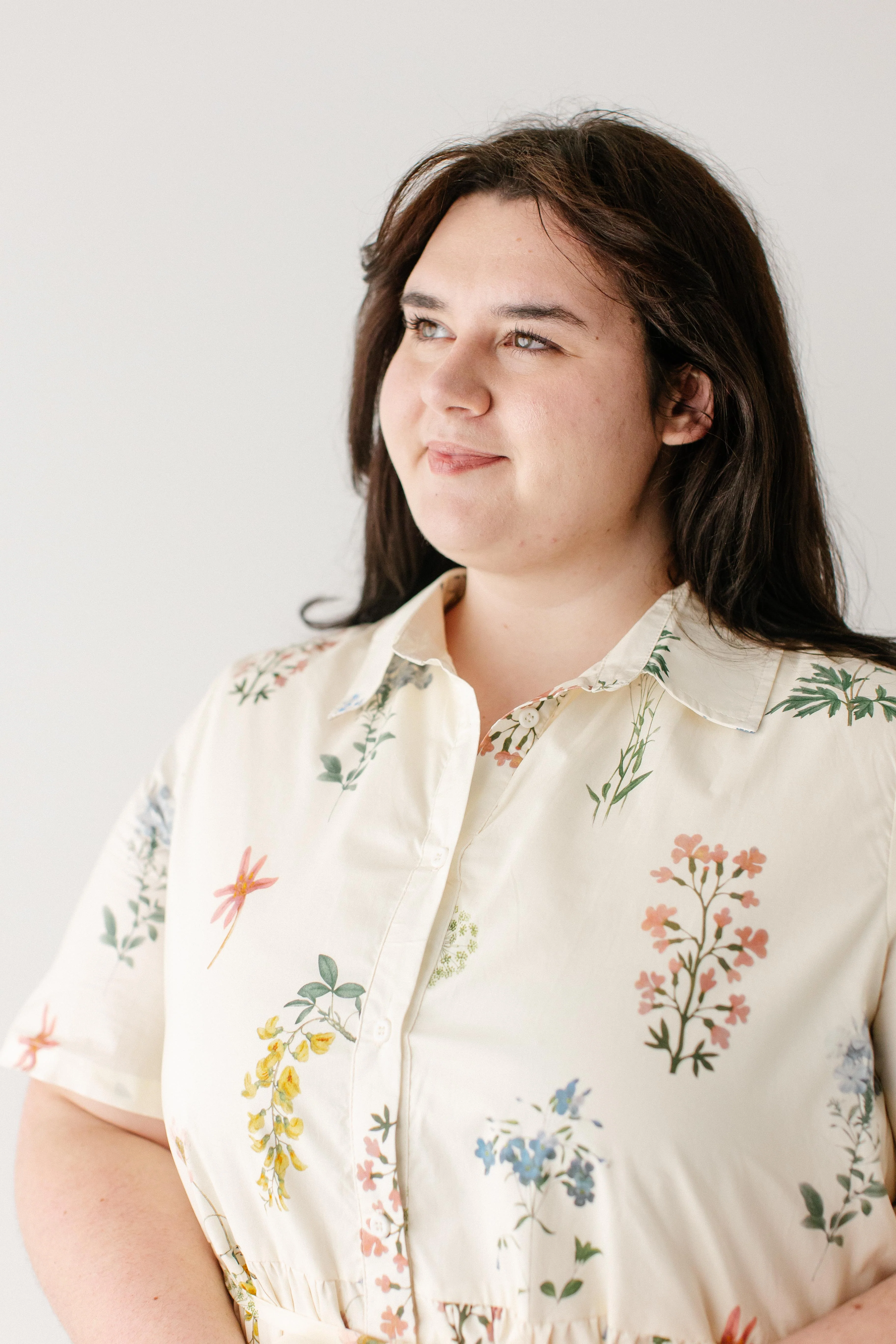 Plus Gardenia Floral Print Button Down Midi Dress FINAL SALE - Image 4