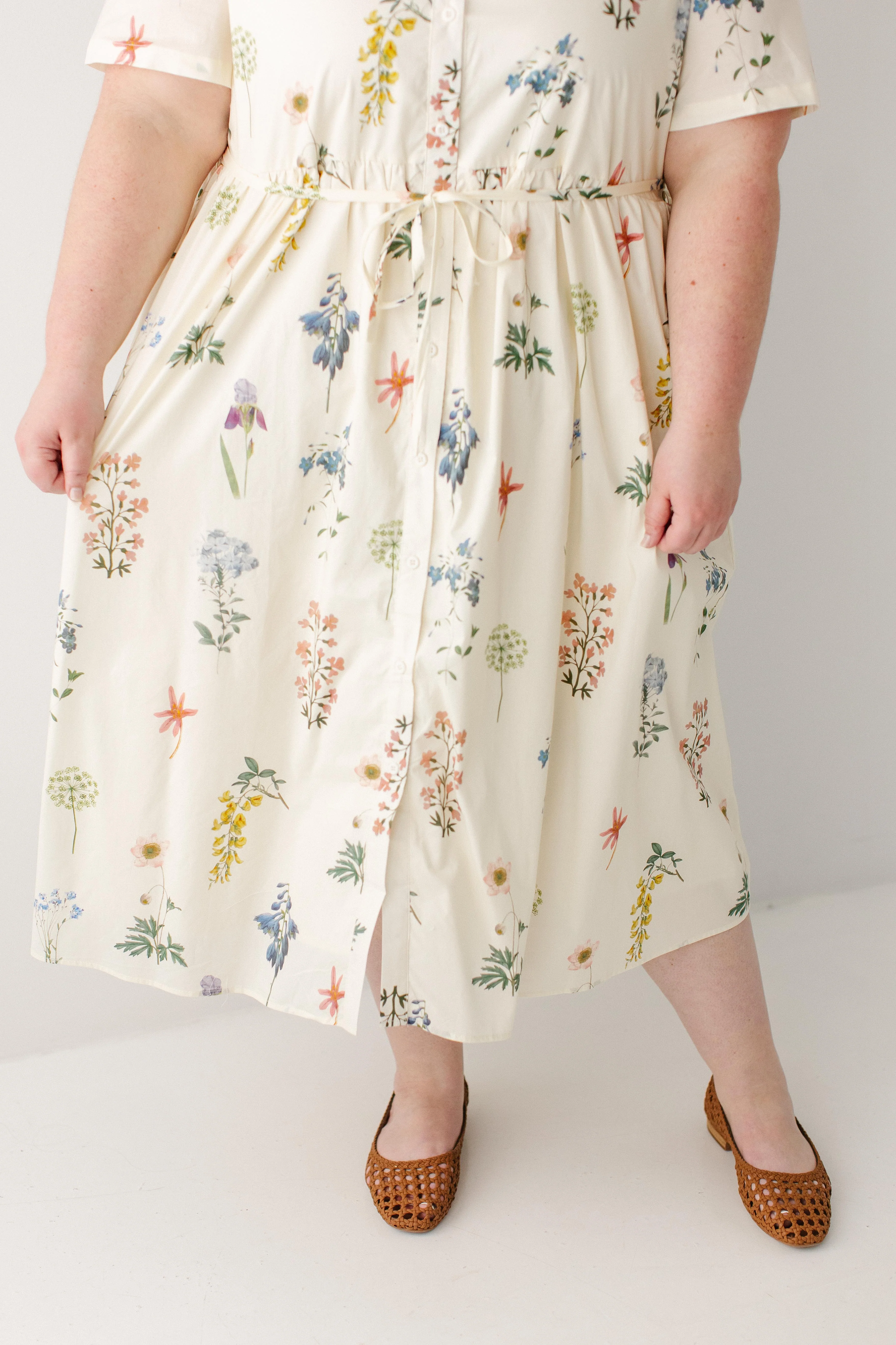 Plus Gardenia Floral Print Button Down Midi Dress FINAL SALE - Image 5