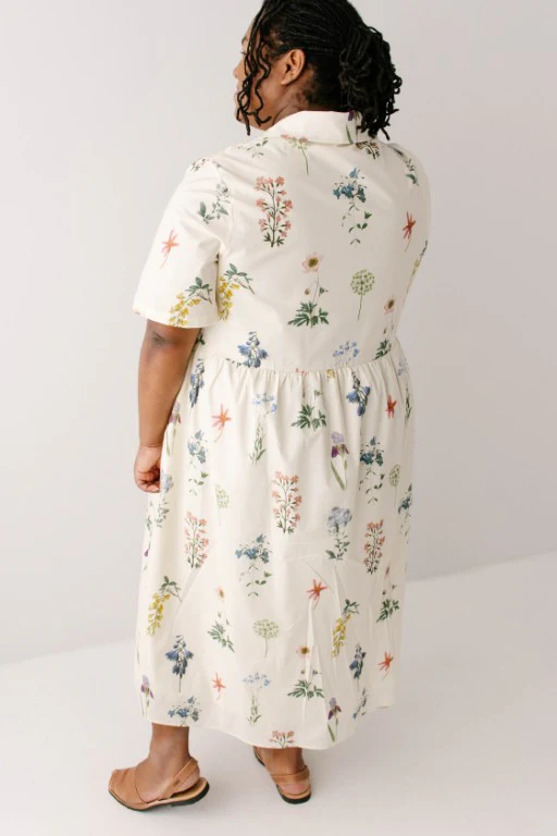 Plus Gardenia Floral Print Button Down Midi Dress FINAL SALE - Image 8