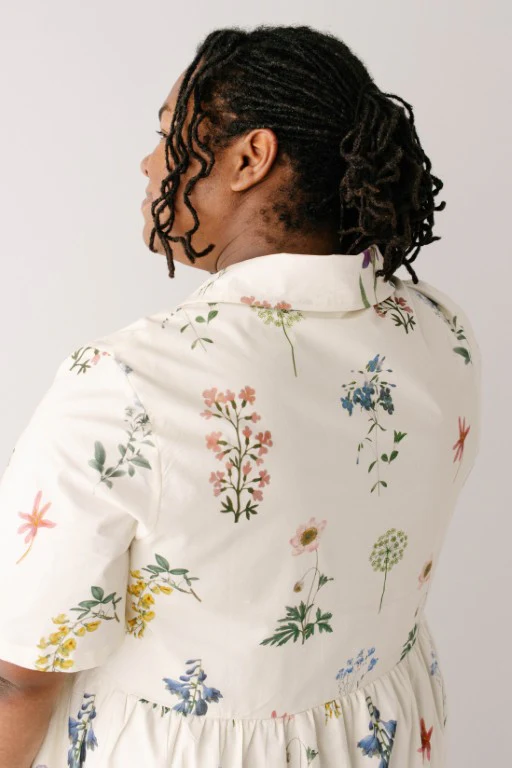 Plus Gardenia Floral Print Button Down Midi Dress FINAL SALE - Image 9