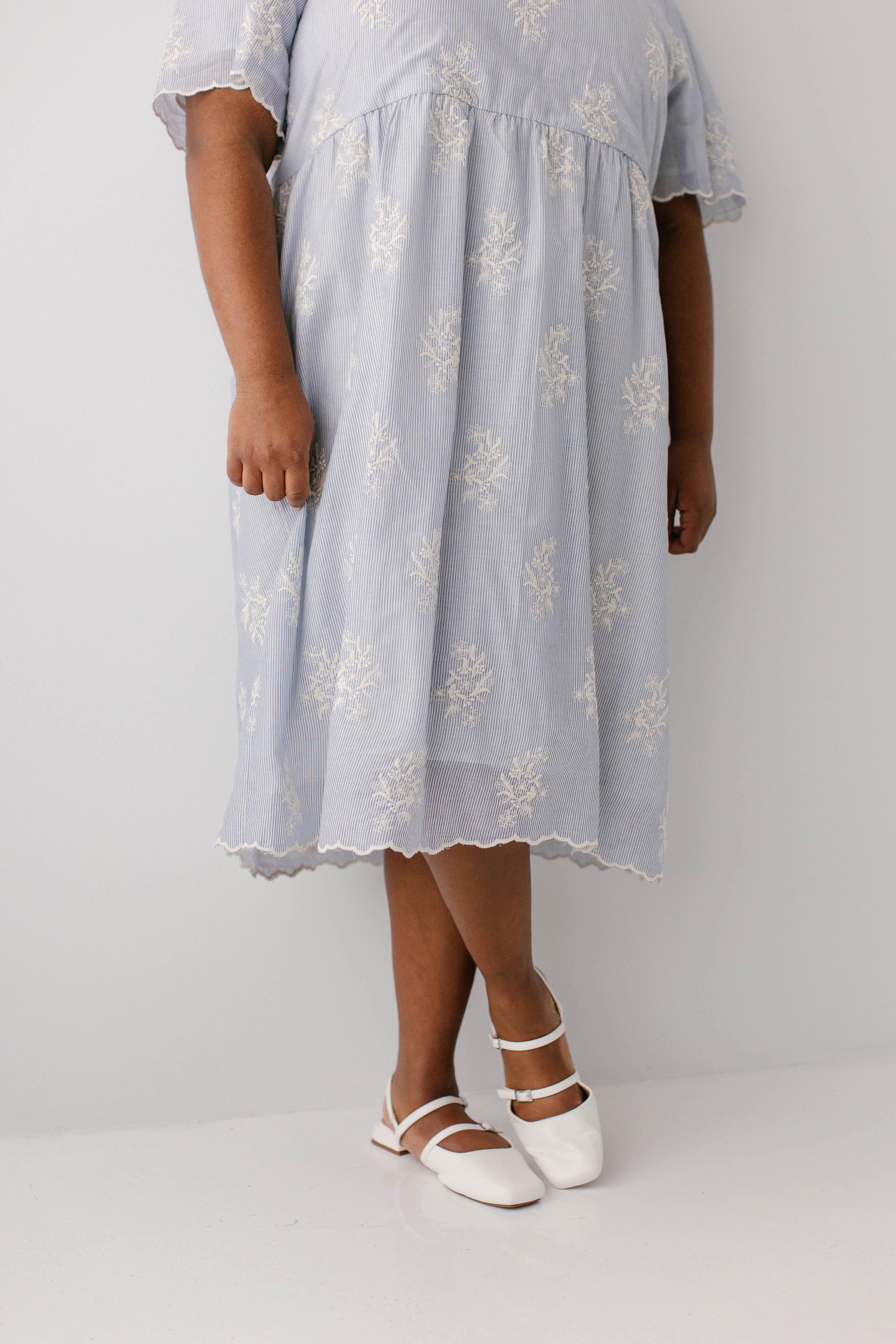 Plus Keturah Embroidered Pinstripe Midi Dress - Image 3