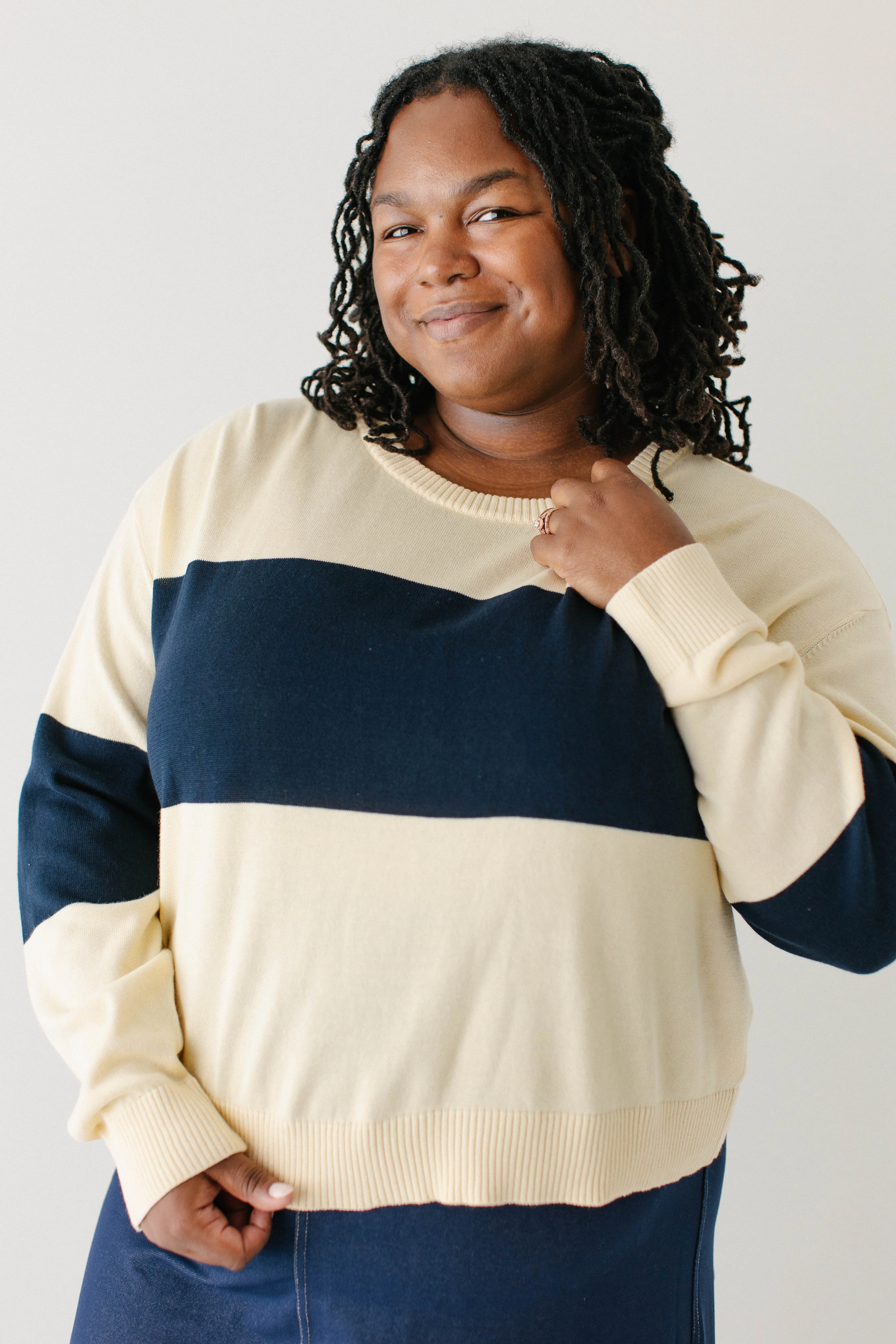 Plus 'Truth' Organic Cotton Navy Stripe Sweater FINAL SALE