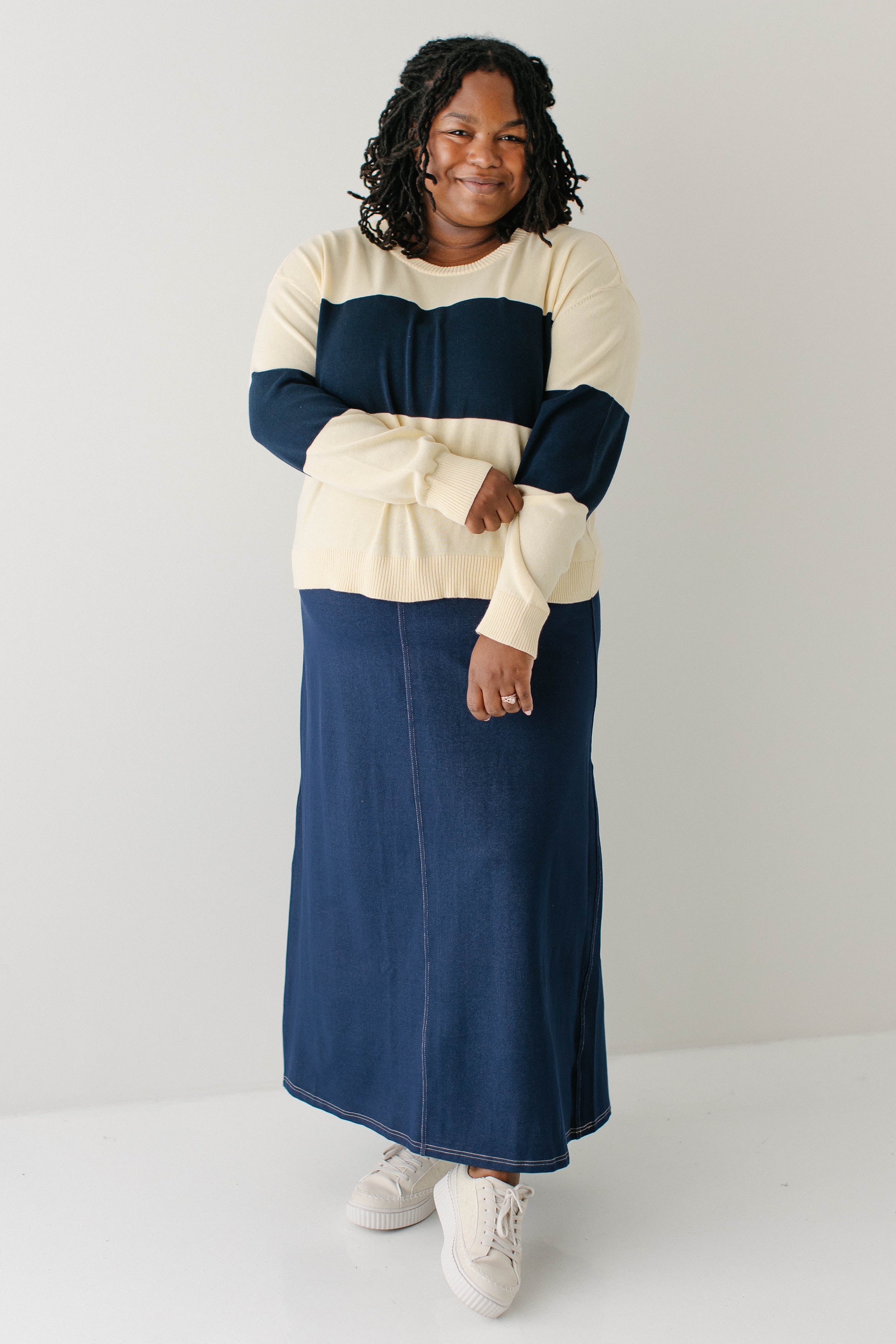 Plus 'Truth' Organic Cotton Navy Stripe Sweater FINAL SALE - Image 2