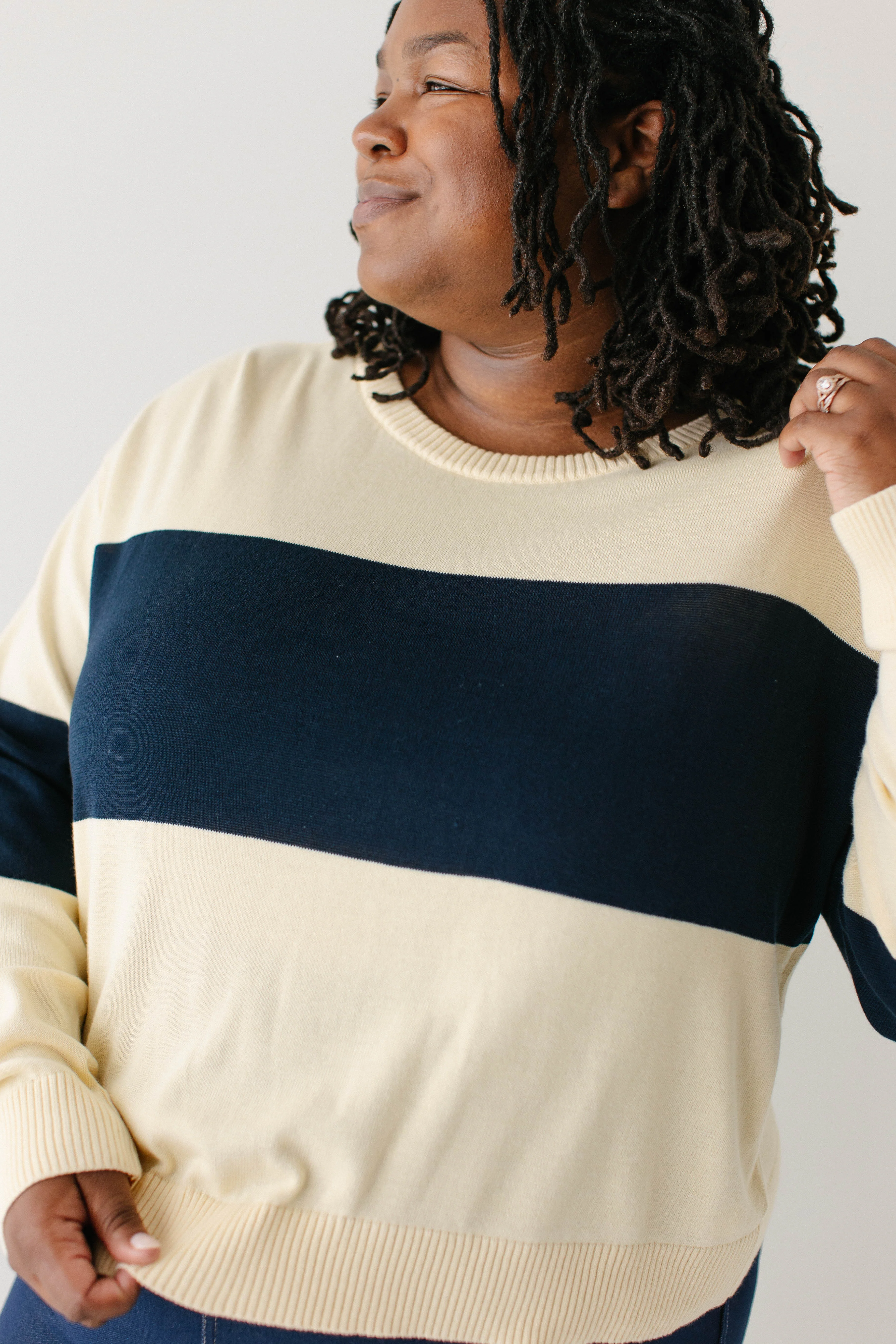 Plus 'Truth' Organic Cotton Navy Stripe Sweater FINAL SALE - Image 3