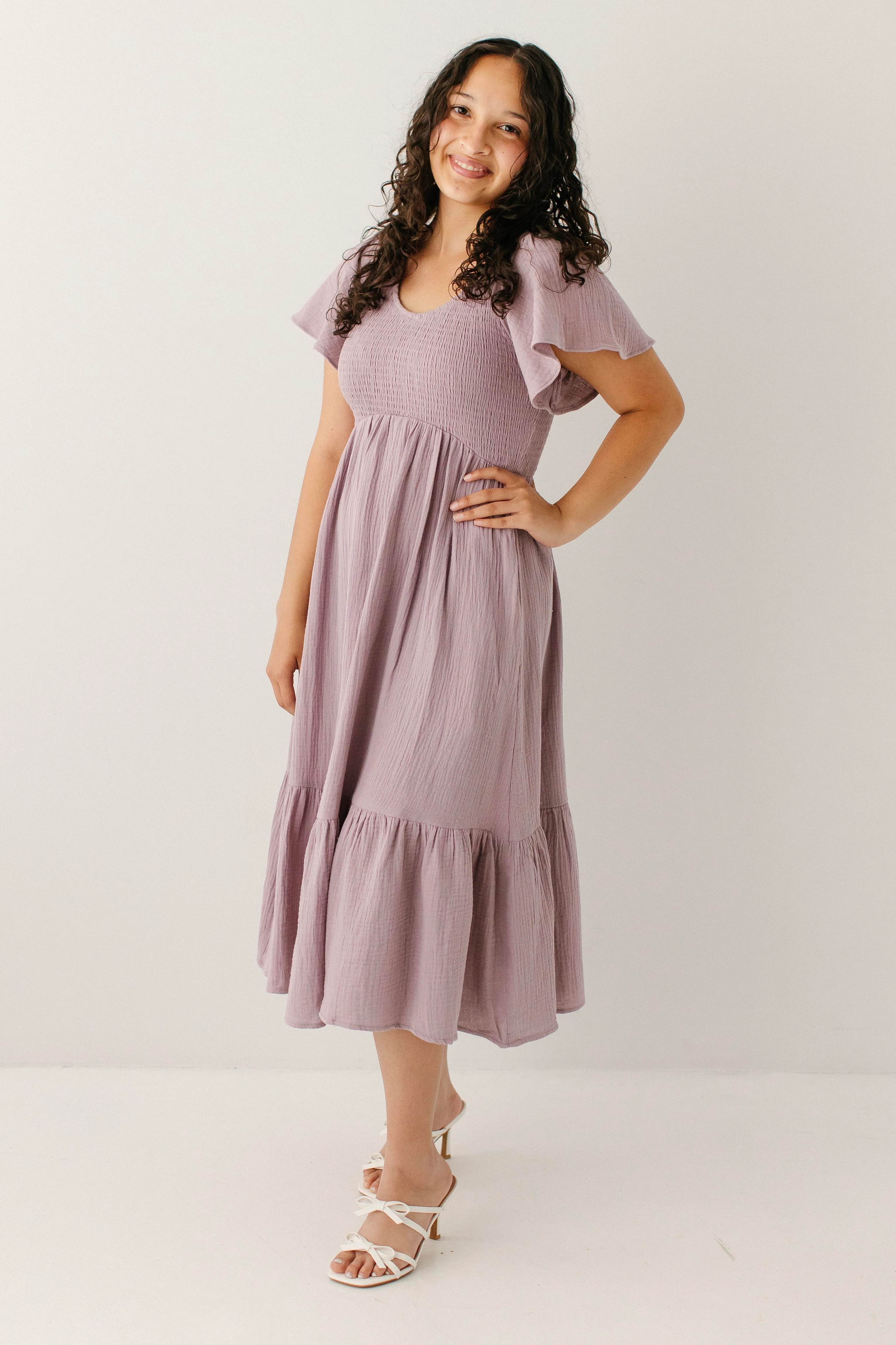 Quincy Gauze Smocked Bodice Midi Dress