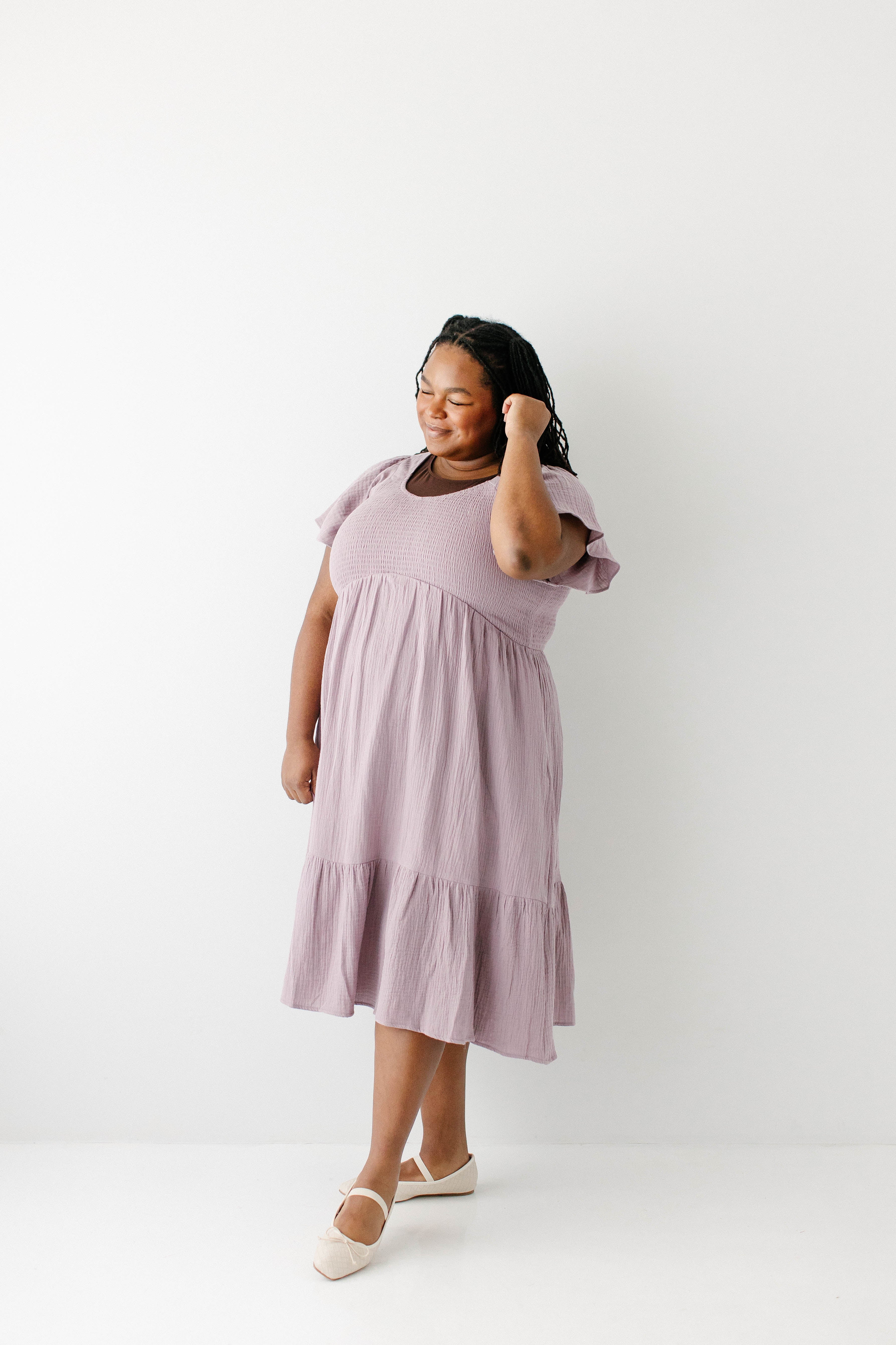 Quincy Gauze Smocked Bodice Midi Dress - Image 14