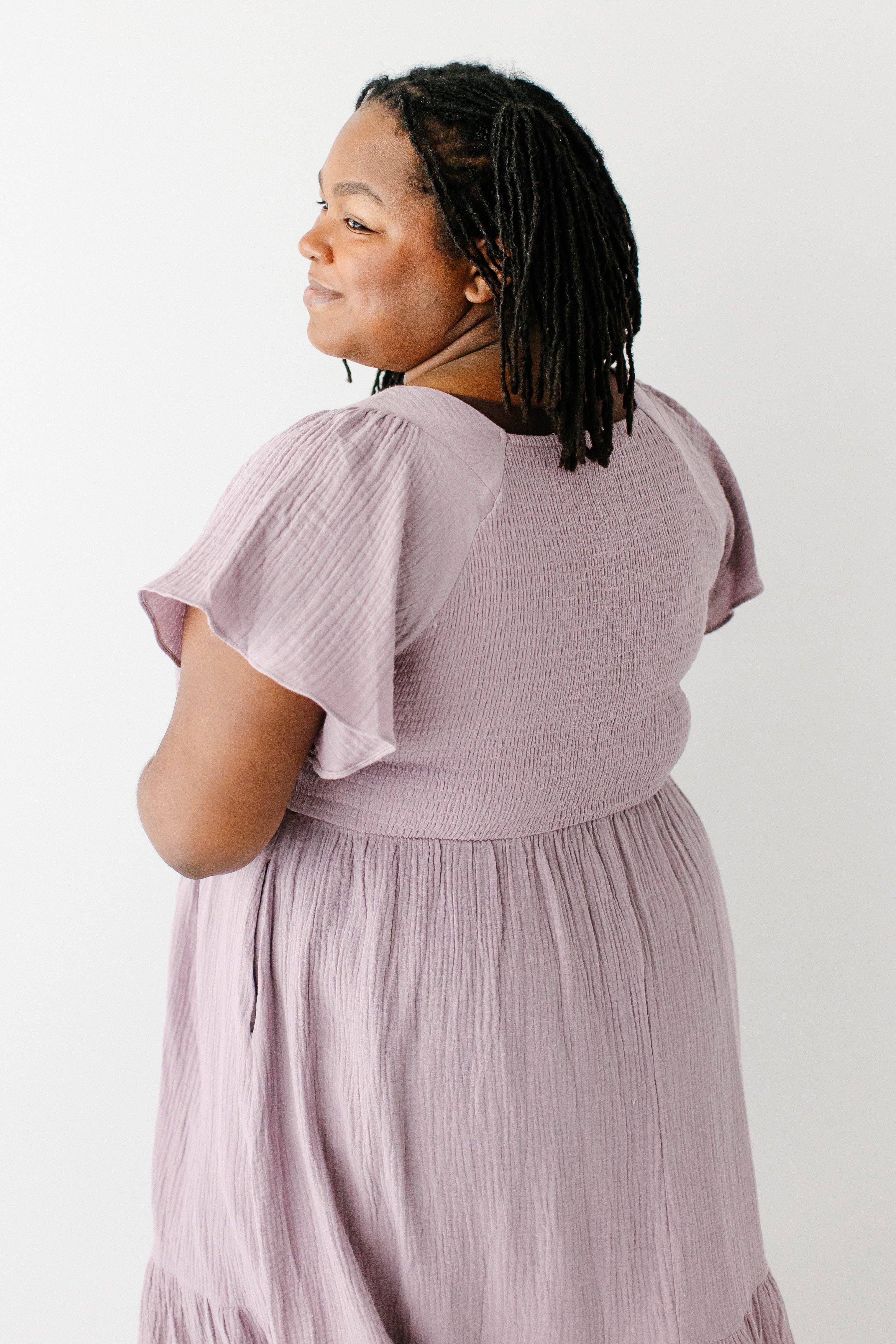 Quincy Gauze Smocked Bodice Midi Dress - Image 15