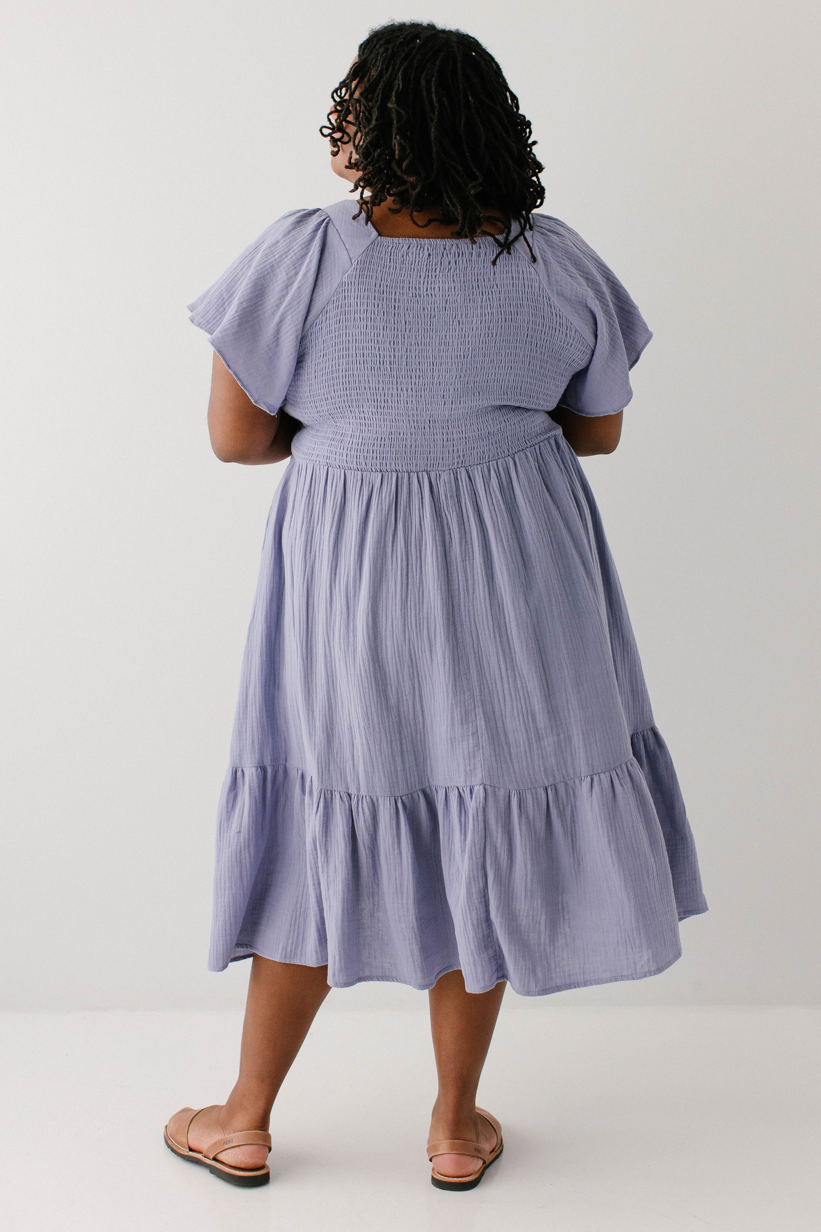 'Quincy' Gauze Smocked Bodice Midi Dress - Image 14