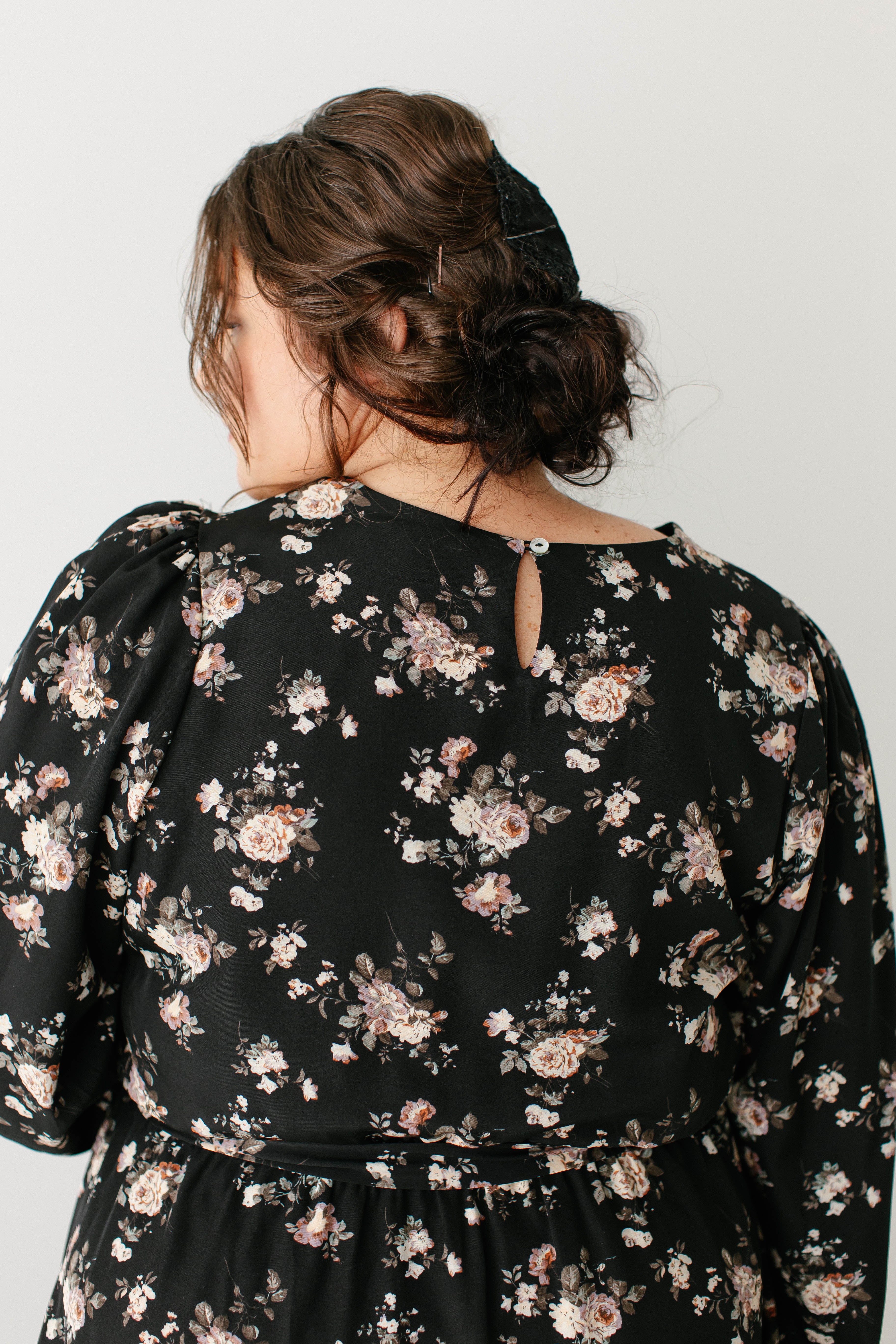 Ramona Long Sleeve Rose Print Midi Dress FINAL SALE - Image 8