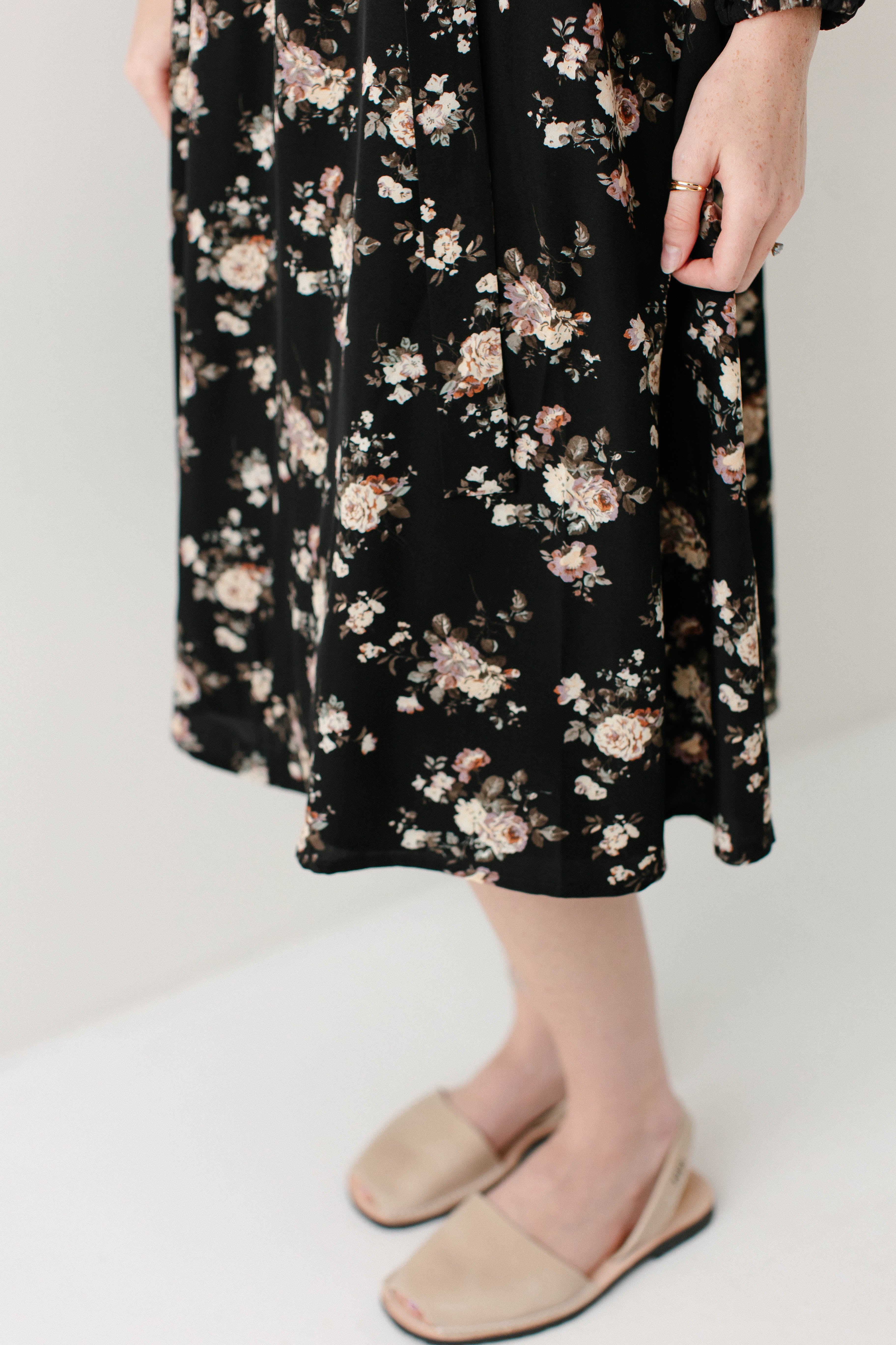 Ramona Long Sleeve Rose Print Midi Dress FINAL SALE - Image 9