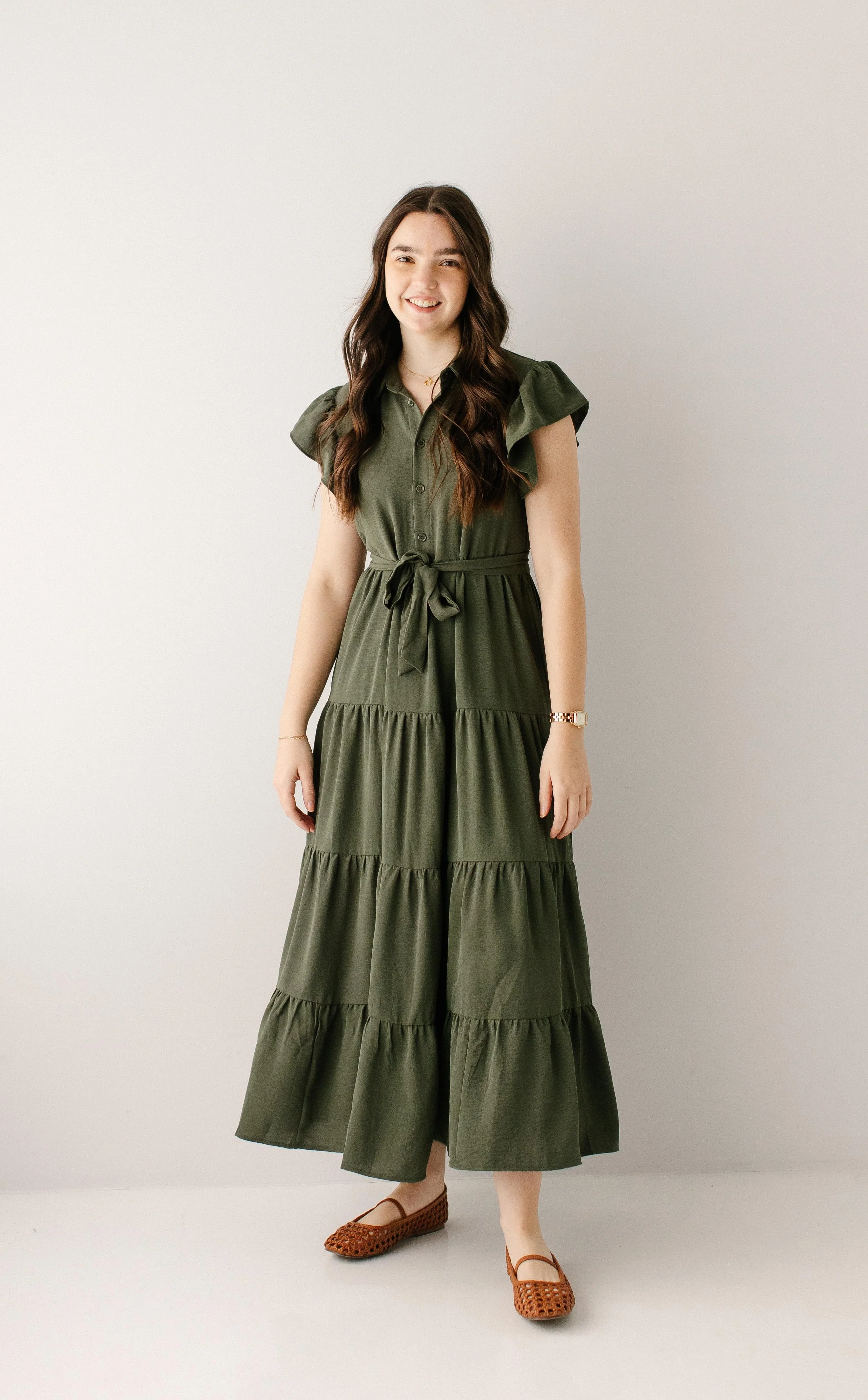 Reed Ruffle Sleeve Tiered Maxi Dress