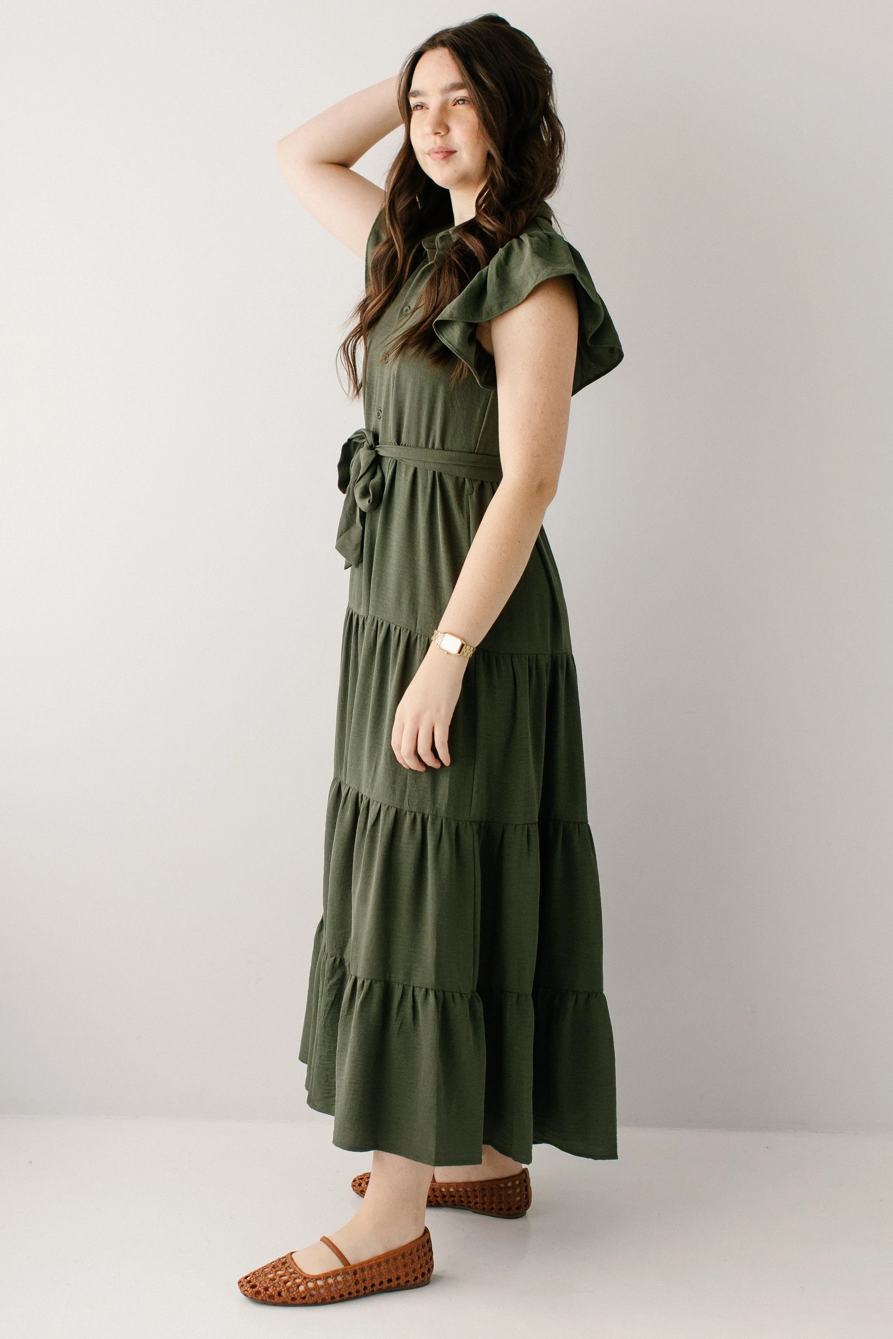 Reed Ruffle Sleeve Tiered Maxi Dress - Image 3