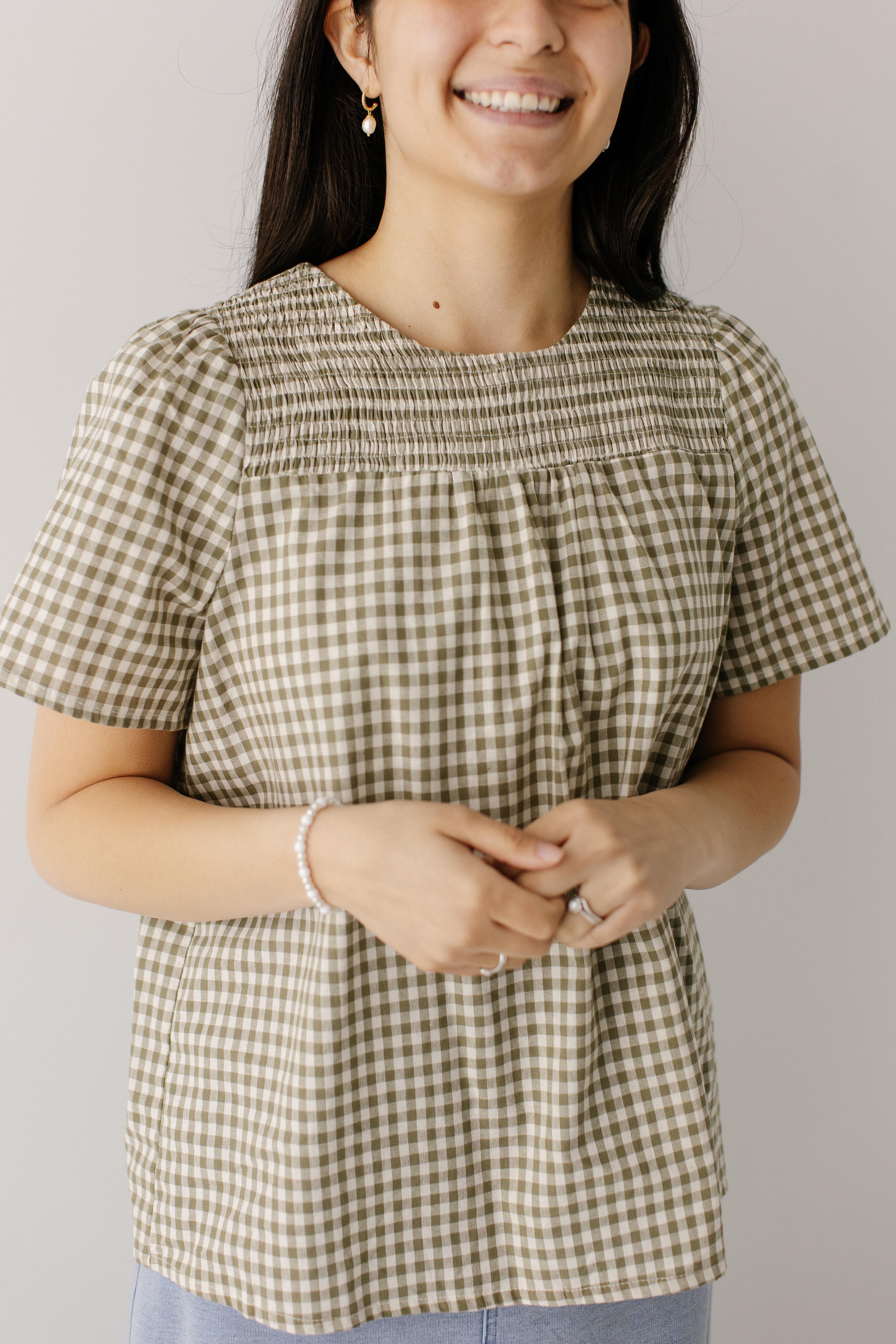 Reese Smocked Detail Gingham Top - Image 4